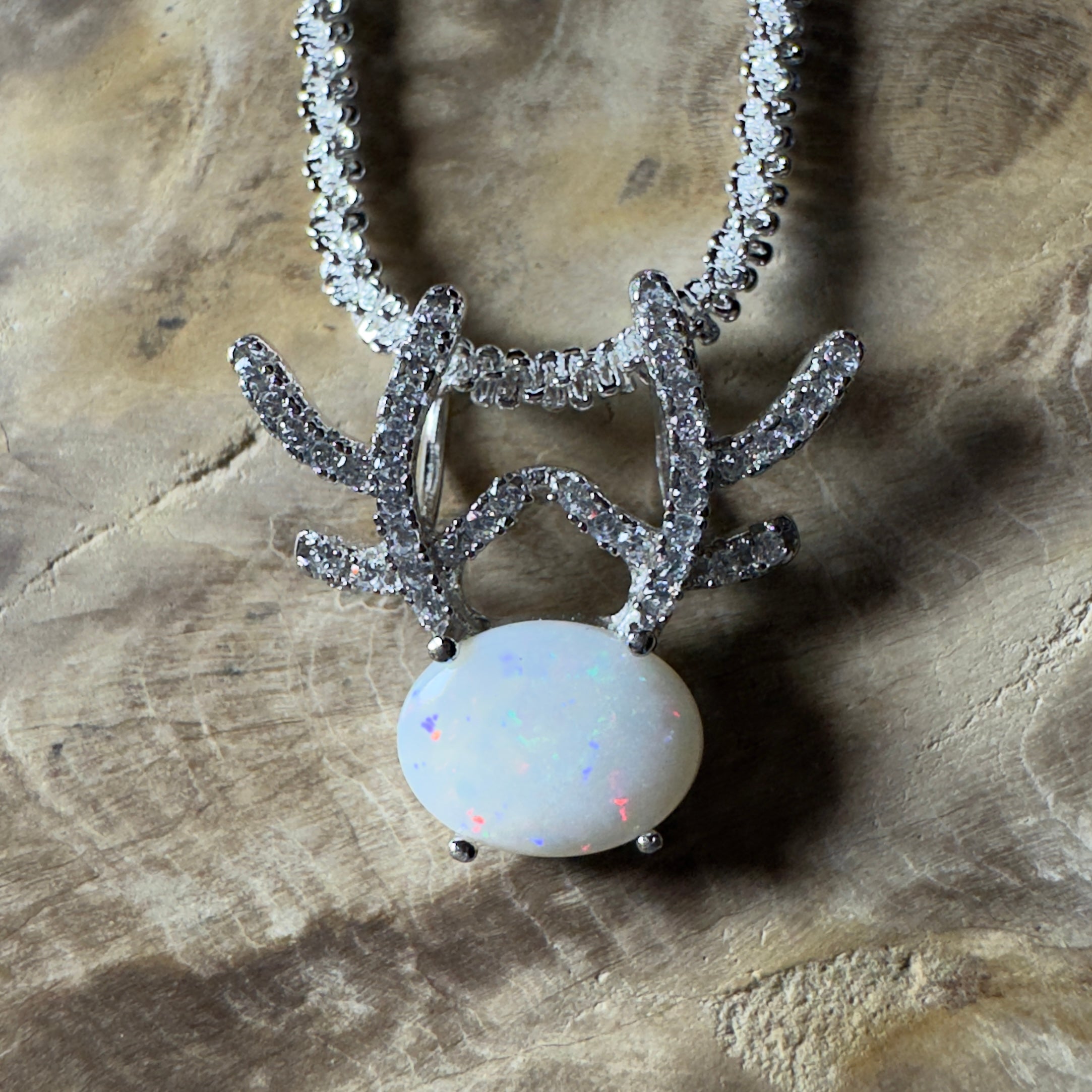 1ct Coober Pedy Opal Pendant Necklace ~ 'The Coral Coast Crawler' | 925 Sterling Silver | Solid Australian Opal