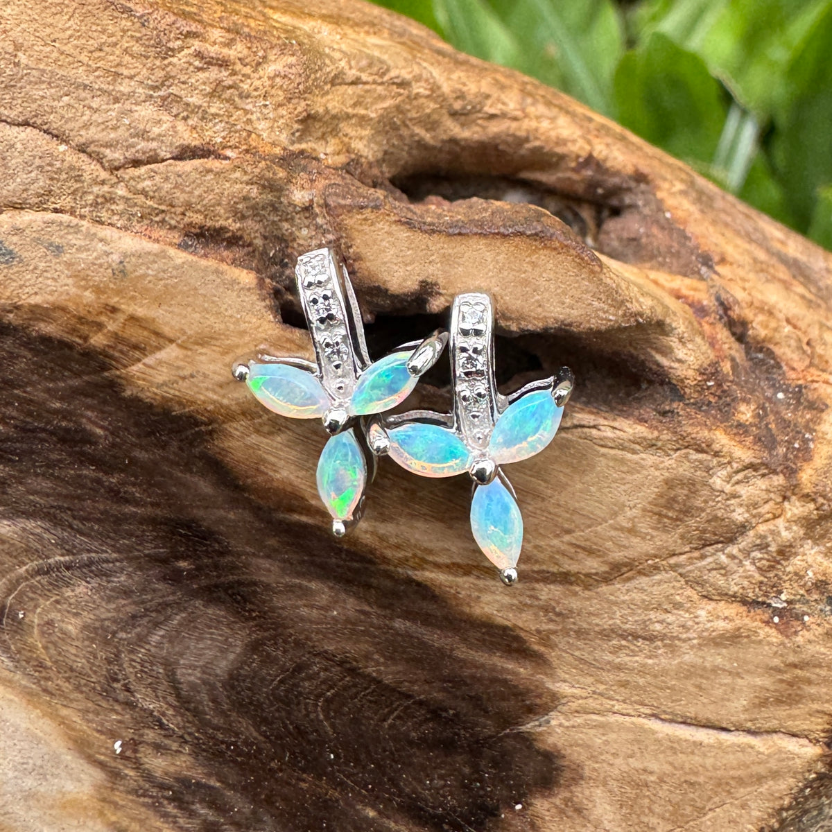 0.6ct Coober Pedy Crystal Opal Stud Earrings ~ 'Port Campbell Teal' | 925 Sterling Silver | Solid Australian Opal