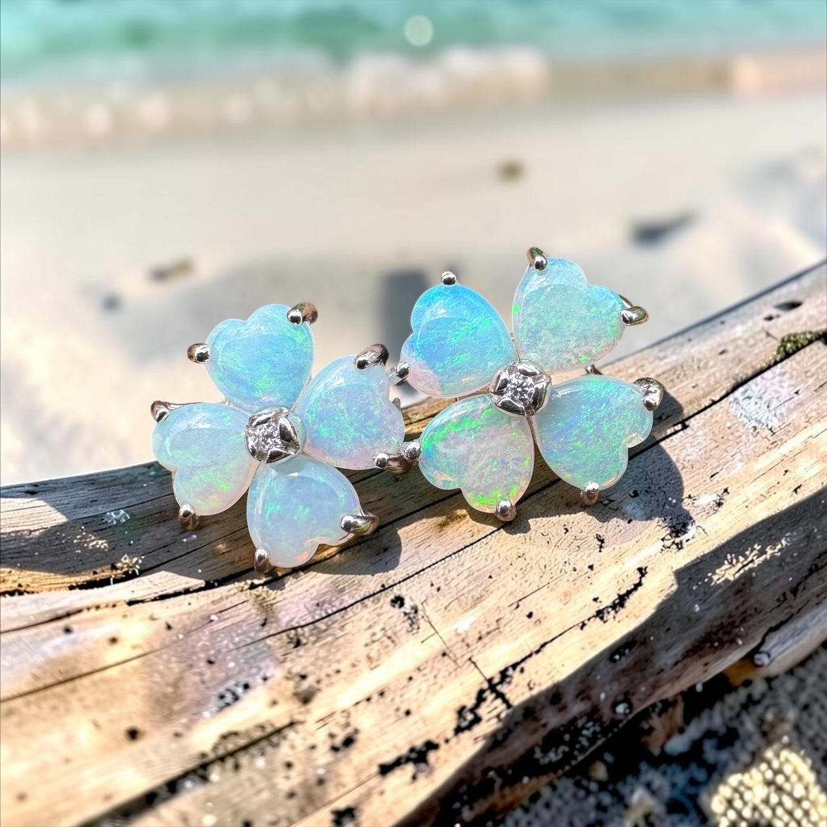 1.6ct Coober Pedy Crystal Opal Stud Earrings ~ 'Russell Falls Mist' | 925 Sterling Silver | Solid Australian Opal