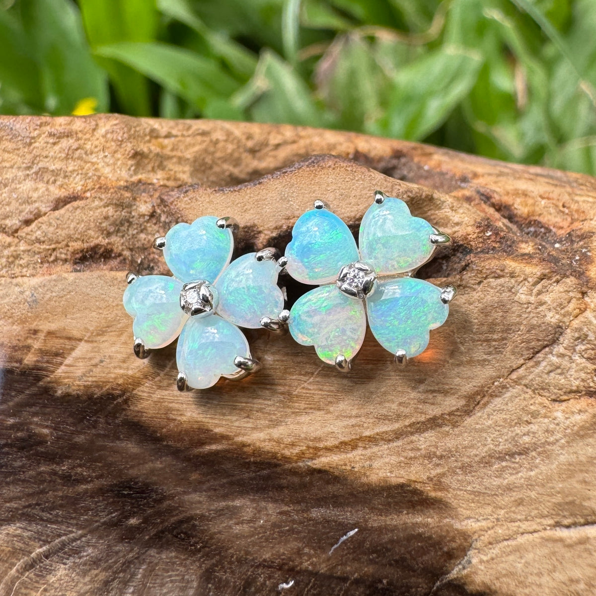 1.6ct Coober Pedy Crystal Opal Stud Earrings ~ 'Russell Falls Mist' | 925 Sterling Silver | Solid Australian Opal