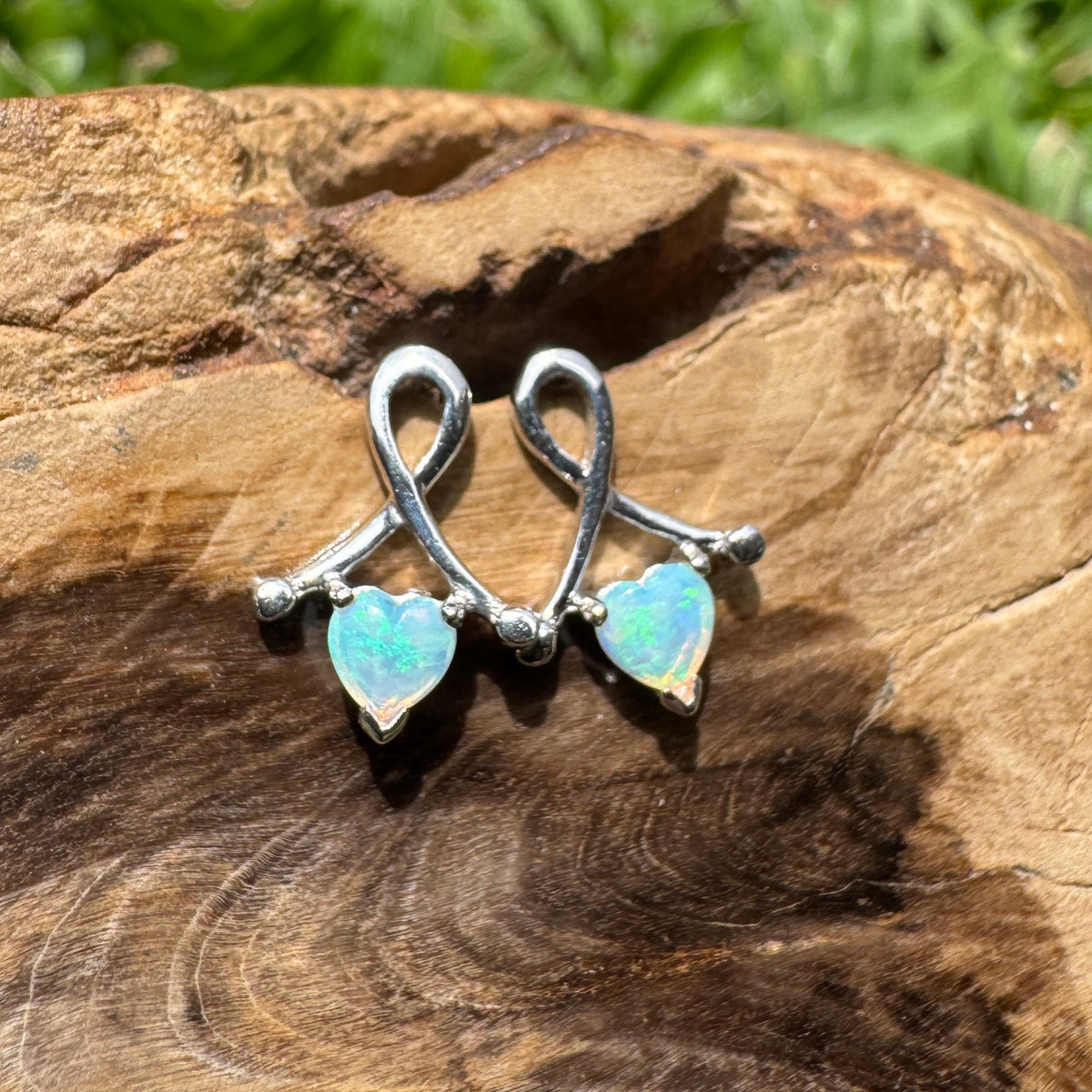 0.6ct Coober Pedy Crystal Opal Stud Earrings ~ 'Emerald Lake Glimmer' | 925 Sterling Silver | Solid Australian Opal