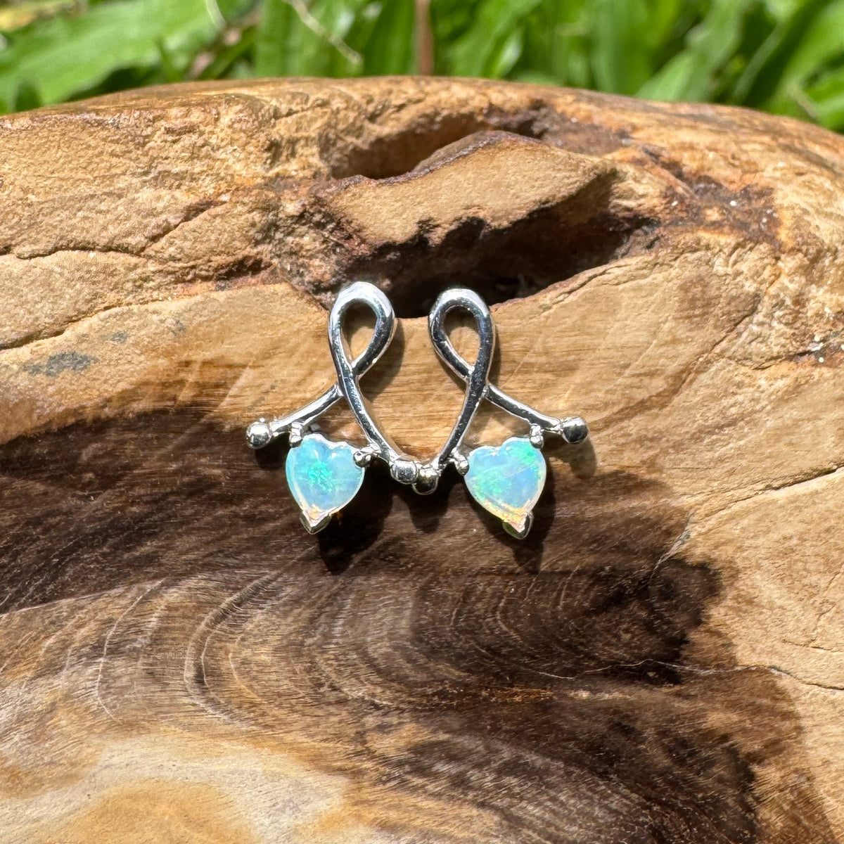 0.6ct Coober Pedy Crystal Opal Stud Earrings ~ 'Emerald Lake Glimmer' | 925 Sterling Silver | Solid Australian Opal
