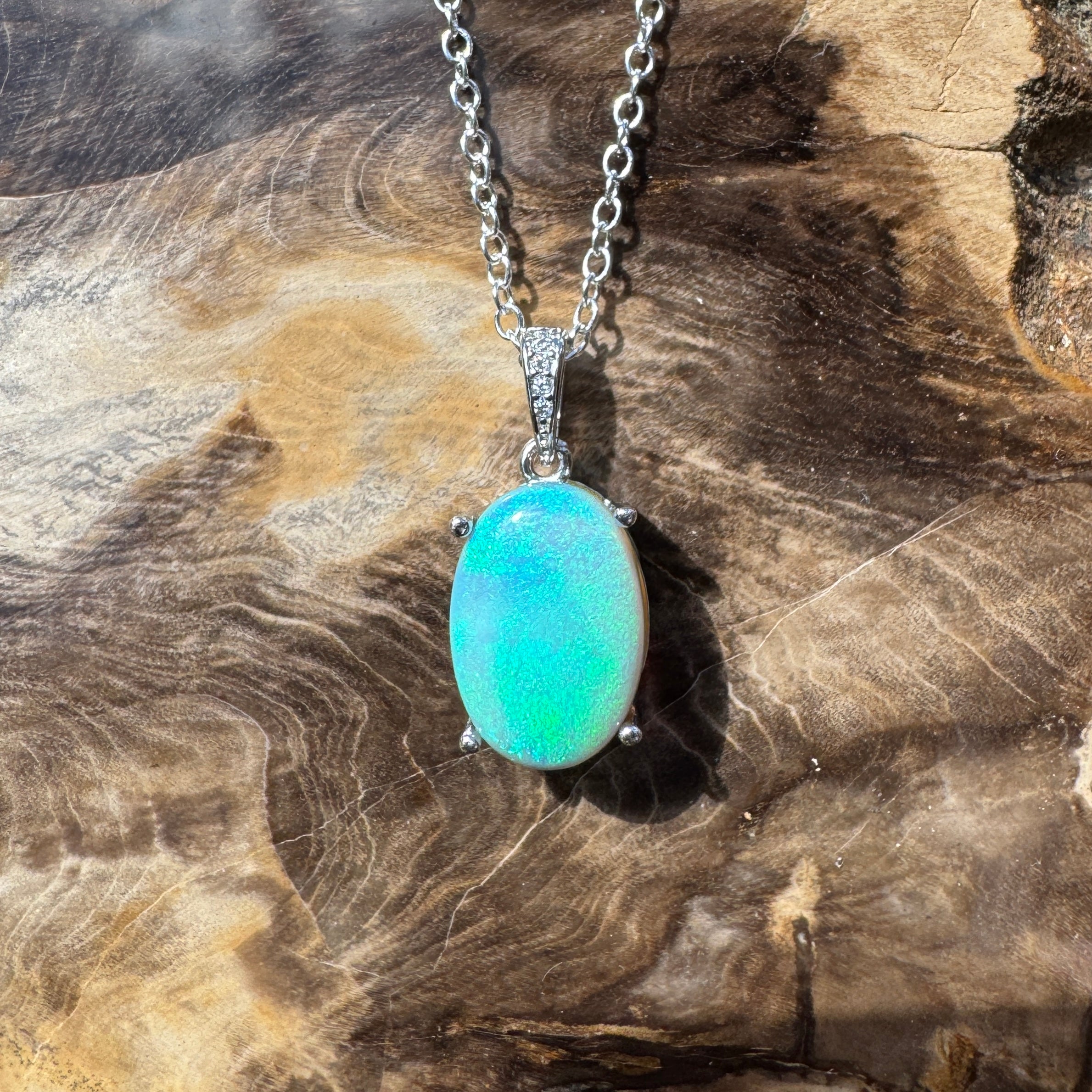 4.4ct Lightning Ridge Semi Black Opal Pendant Necklace ~ 'Sunny Coast Colour' | 925 Sterling Silver | Solid Australian Opal