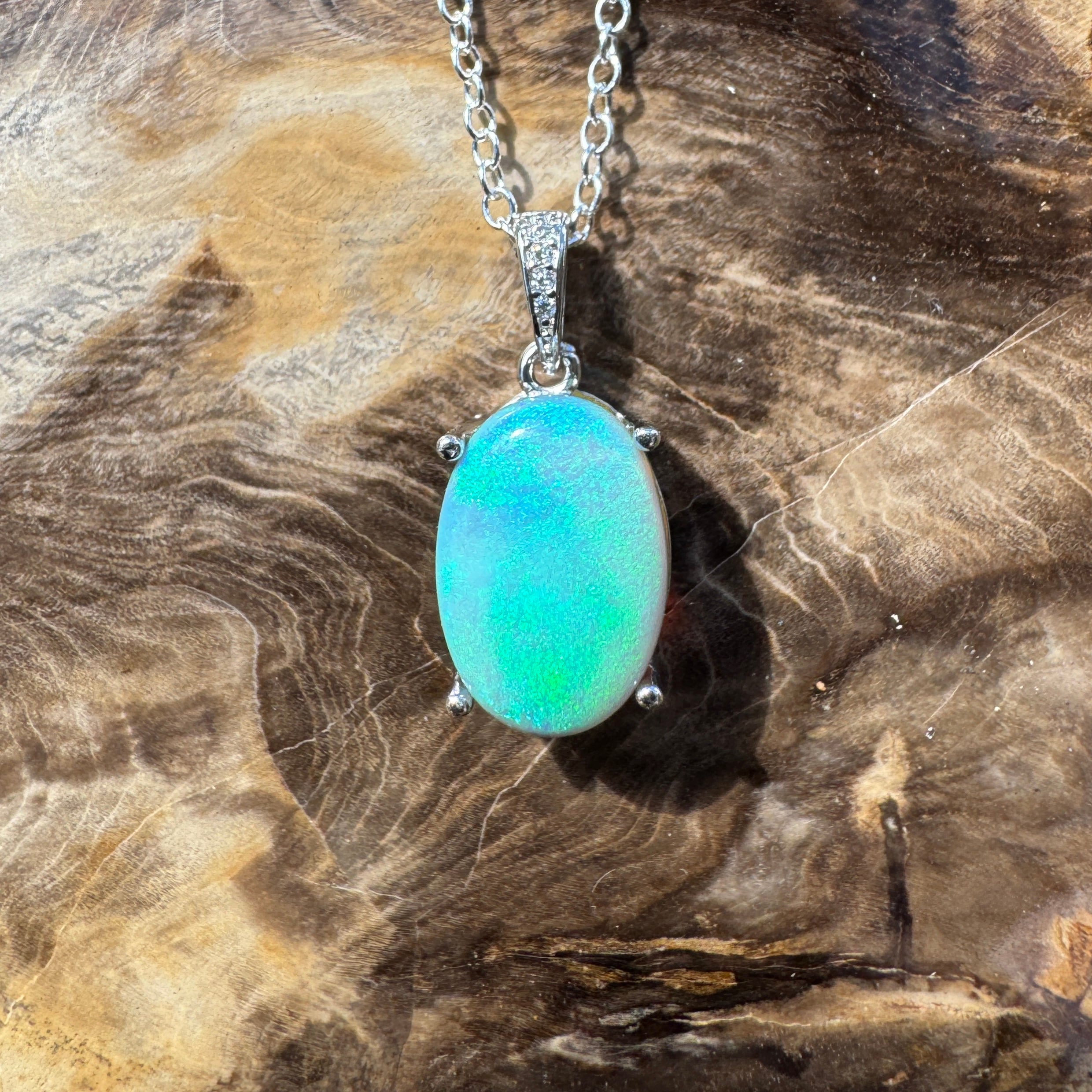 4.4ct Lightning Ridge Semi Black Opal Pendant Necklace ~ 'Sunny Coast Colour' | 925 Sterling Silver | Solid Australian Opal