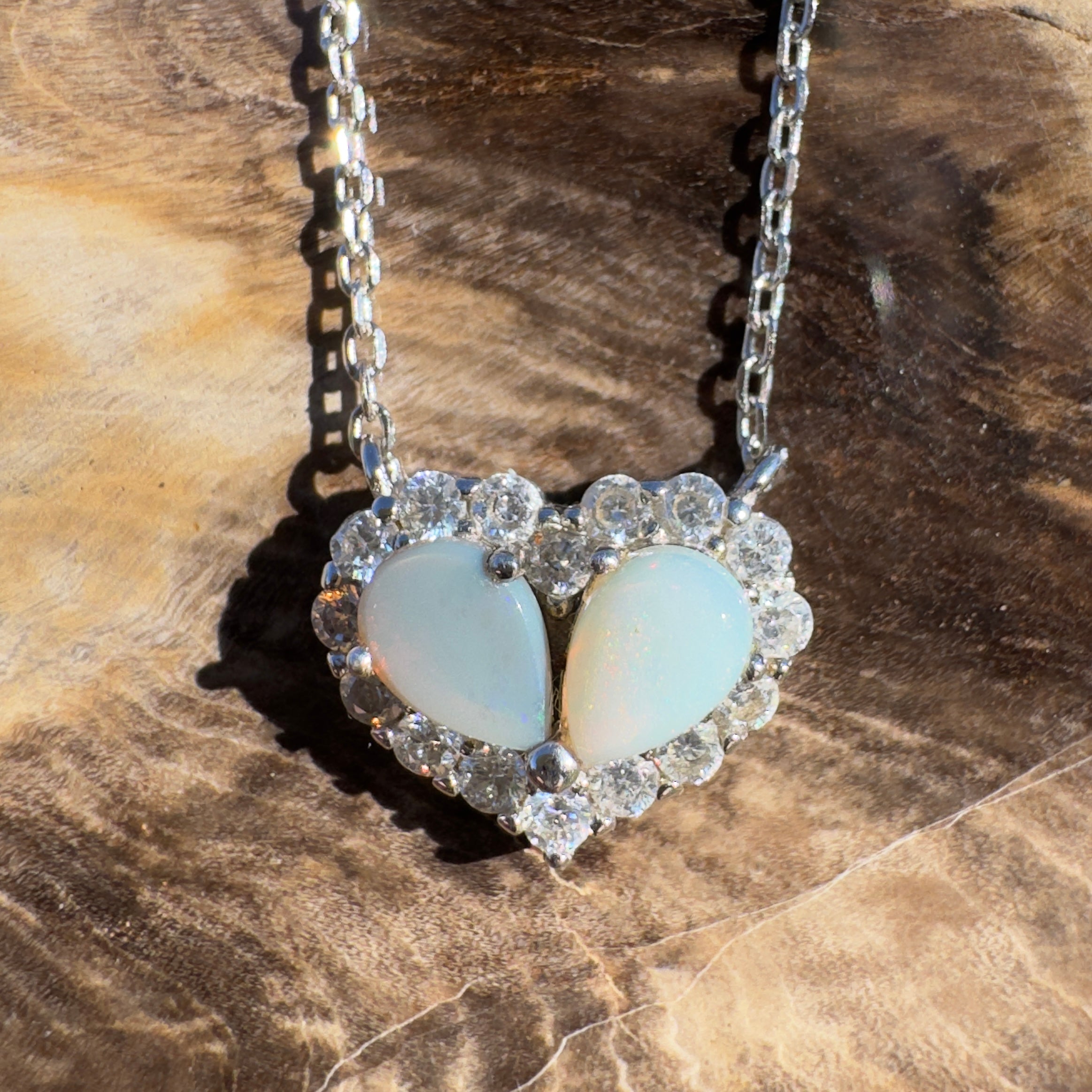 1ct Lightning Ridge Opal Pendant Necklace ~ 'Pastel Bay Heart' | 925 Sterling Silver | Solid Australian Opal