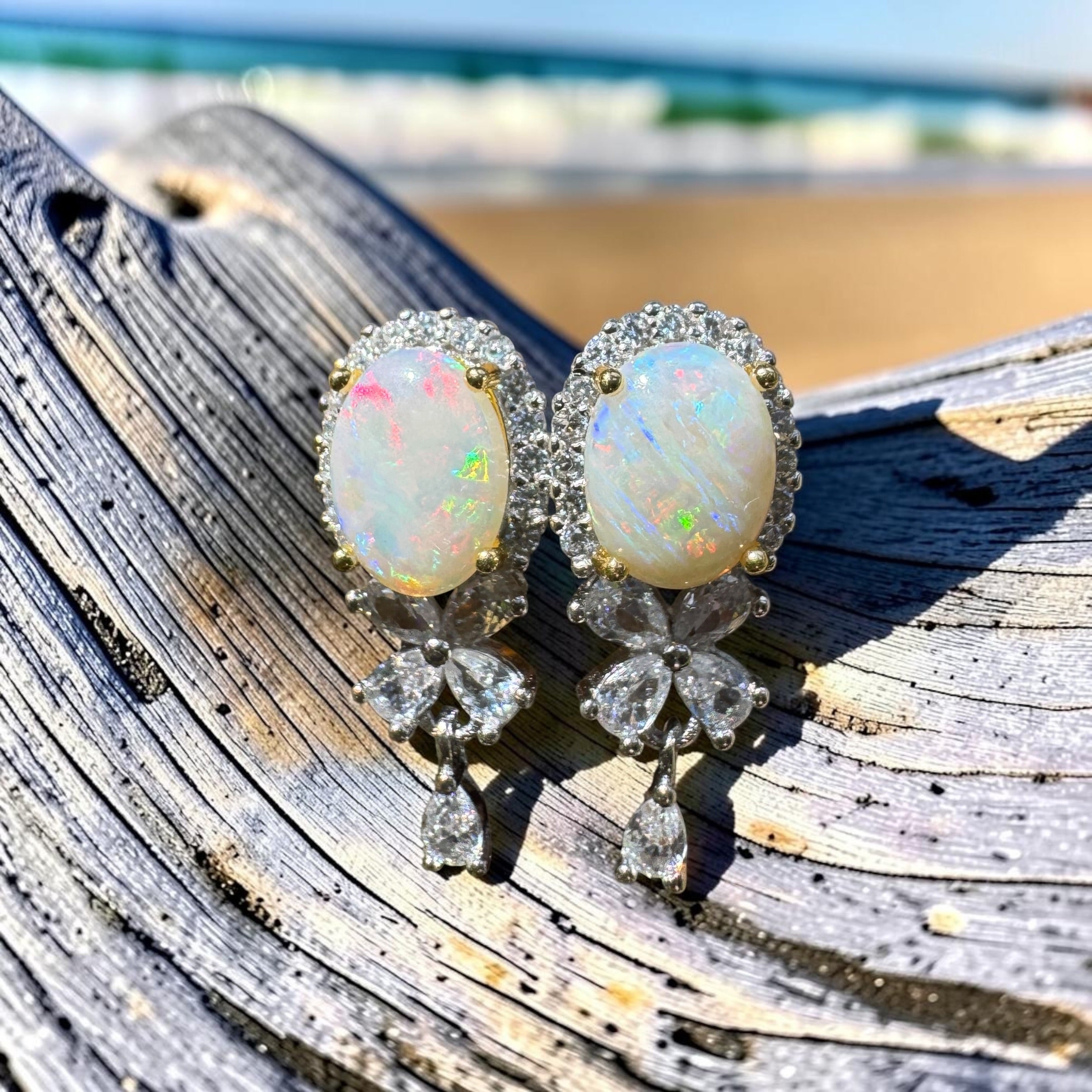 1.4ct Coober Pedy Opal Earrings ~ 'El Questro Sunrise' | 925 Sterling Silver | Solid Australian Opal