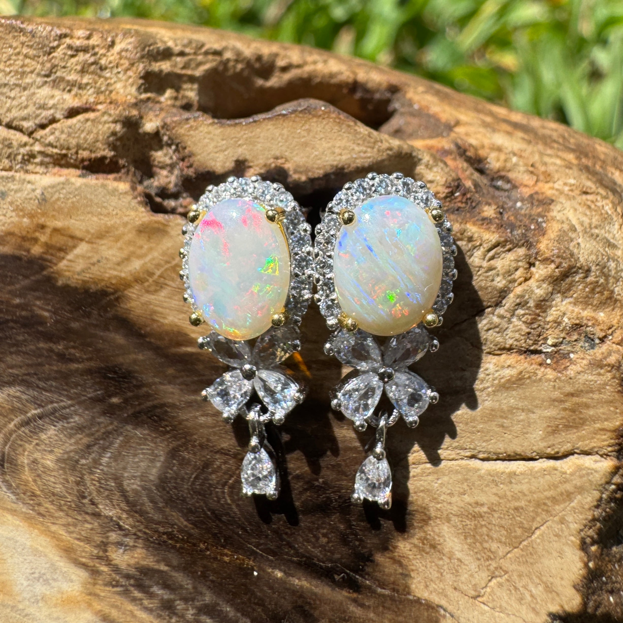 1.4ct Coober Pedy Opal Earrings ~ 'El Questro Sunrise' | 925 Sterling Silver | Solid Australian Opal