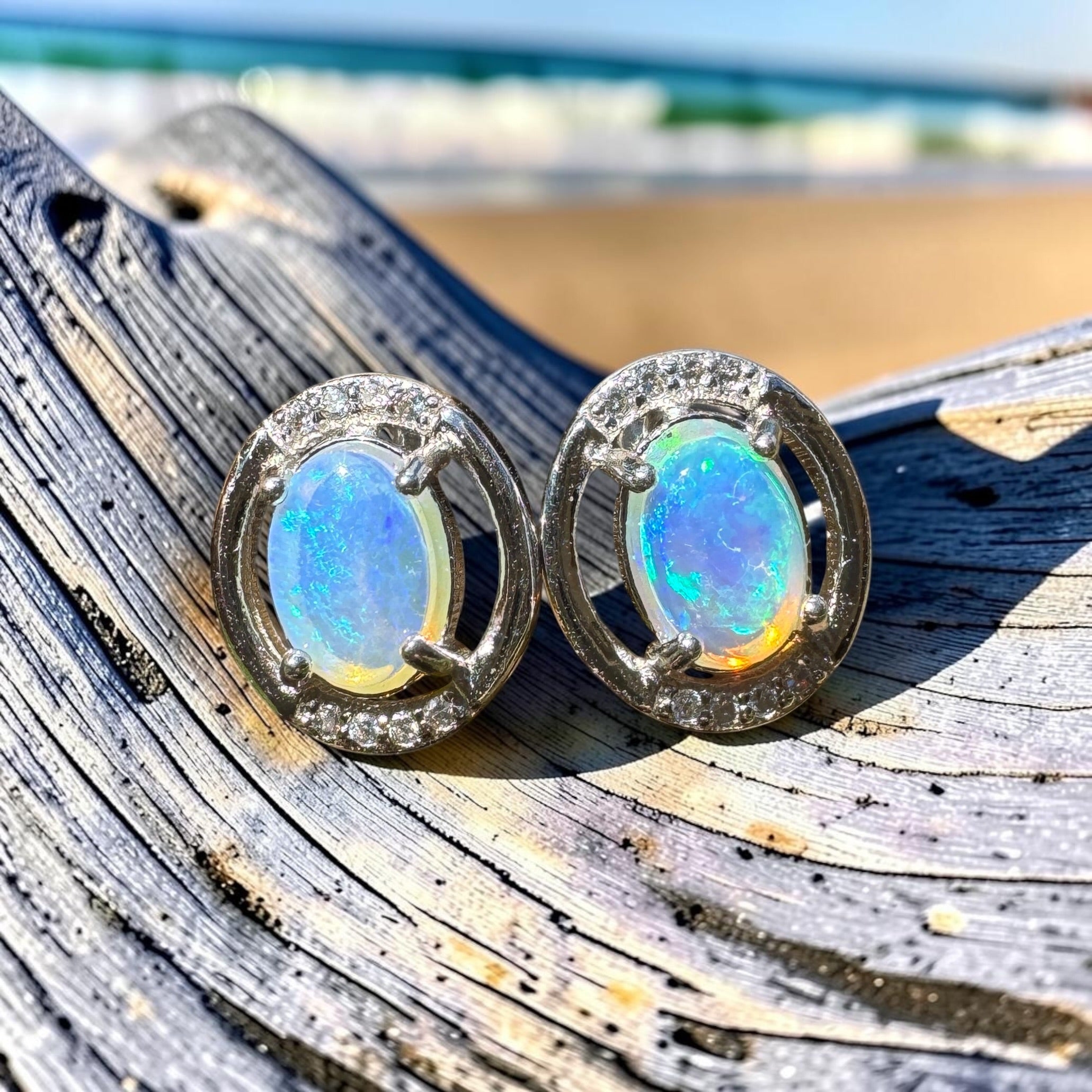0.9ct Lightning Ridge Opal Earrings ~ 'Maggie Island Moonlight' | 925 Sterling Silver | Solid Australian Opal