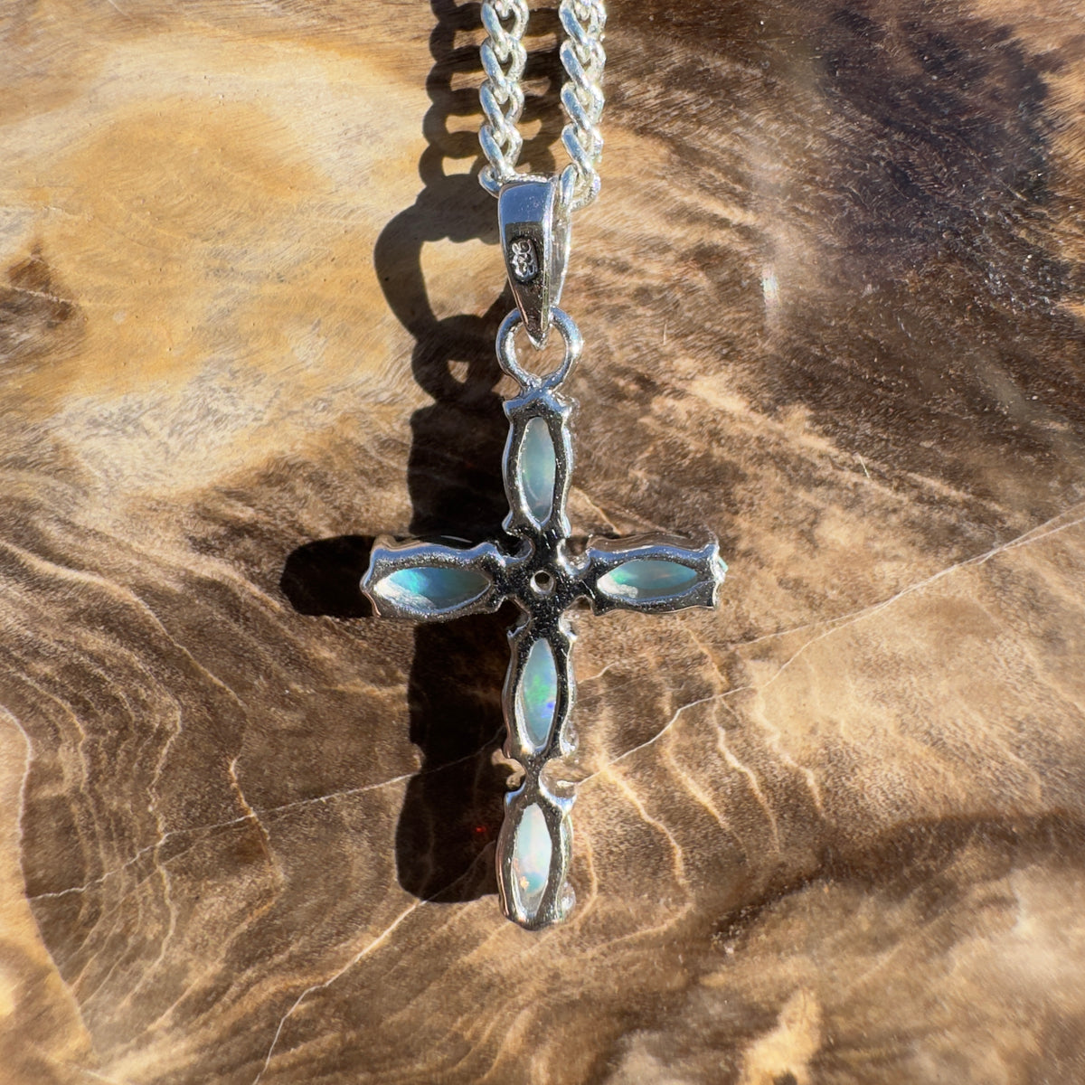 1ct Coober Pedy Opal Cross Pendant Necklace ~ 'Bungle Bungle Beacon' | 925 Sterling Silver | Solid Australian Opal