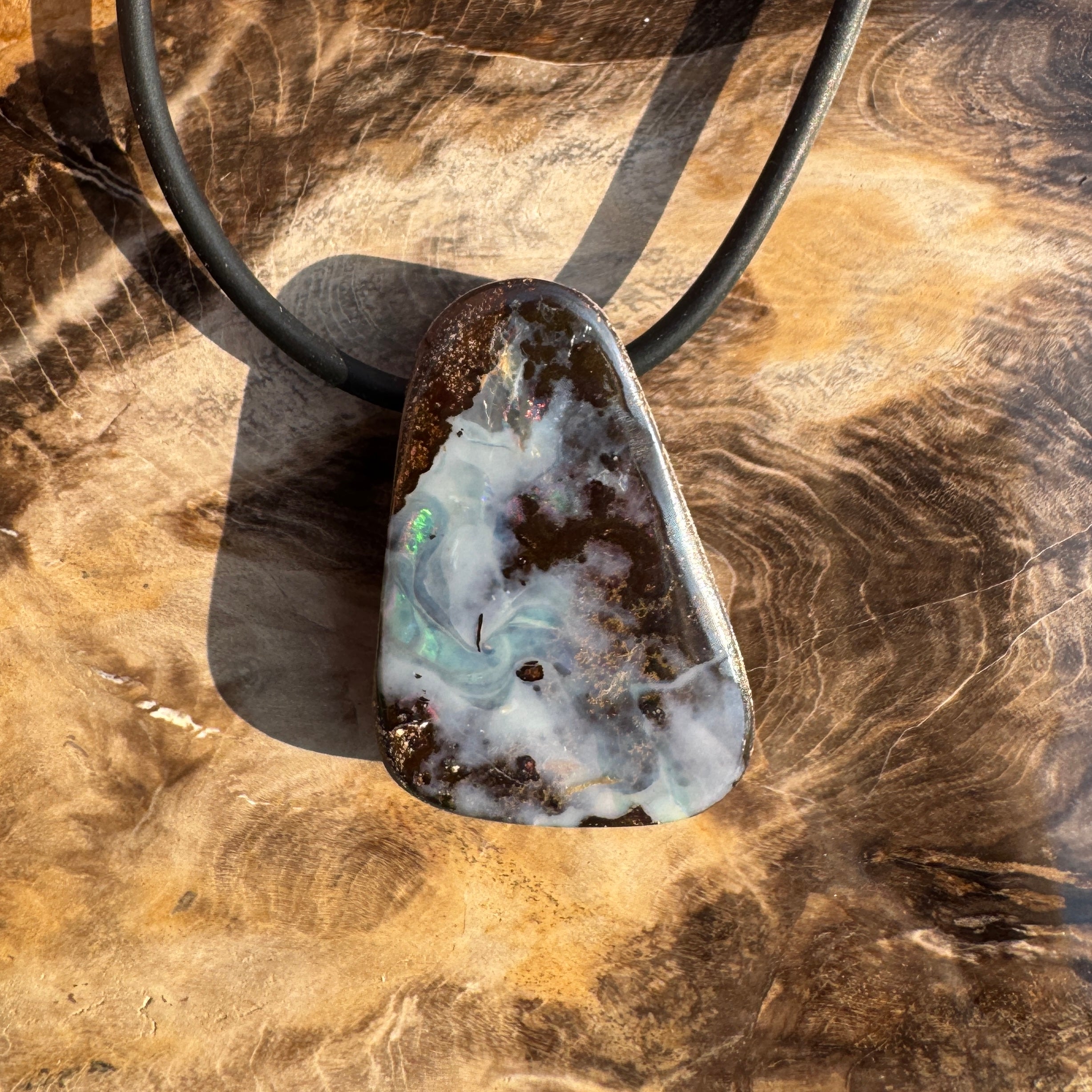 Solid Queensland Boulder Opal Pendant Necklace ~ 'Wandjina Skyshift' | Solid Australian Opal