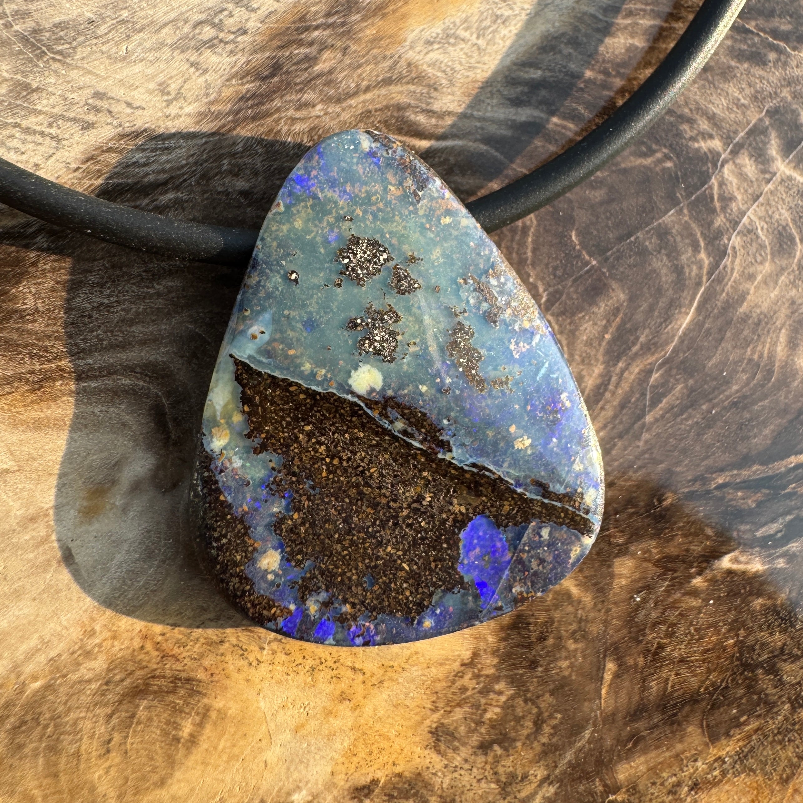 Solid Queensland Boulder Opal Pendant Necklace ~ 'Undara Glowline' | Solid Australian Opal