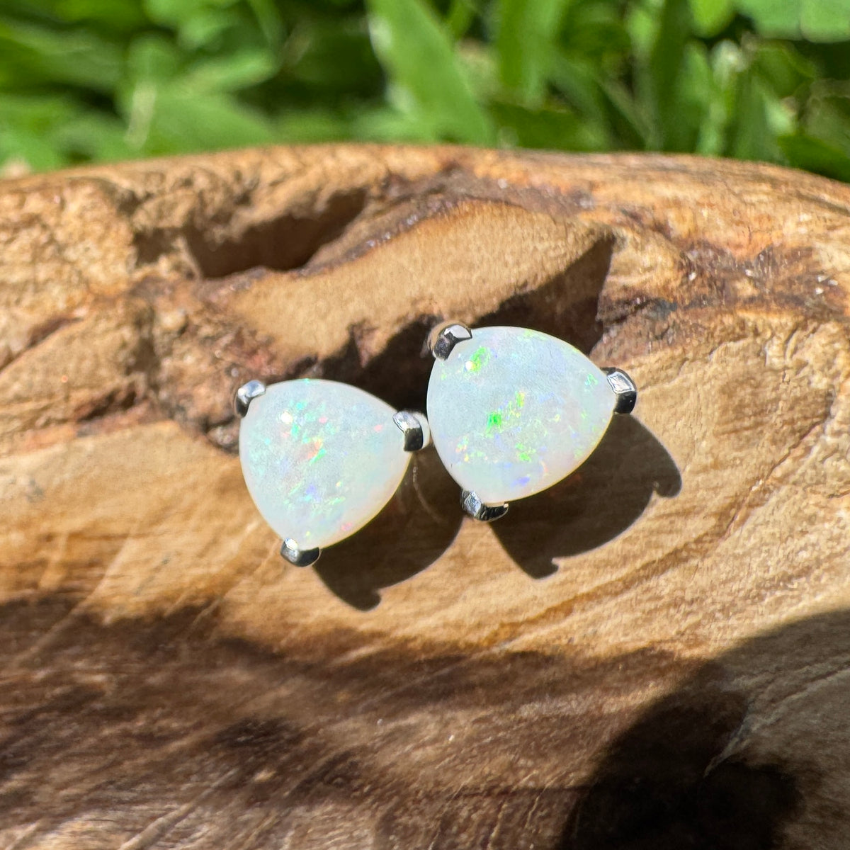 1ct Coober Pedy Opal Stud Earrings ~ 'Karlu Karlu Flicker' | 925 Sterling Silver | Solid Australian Opal