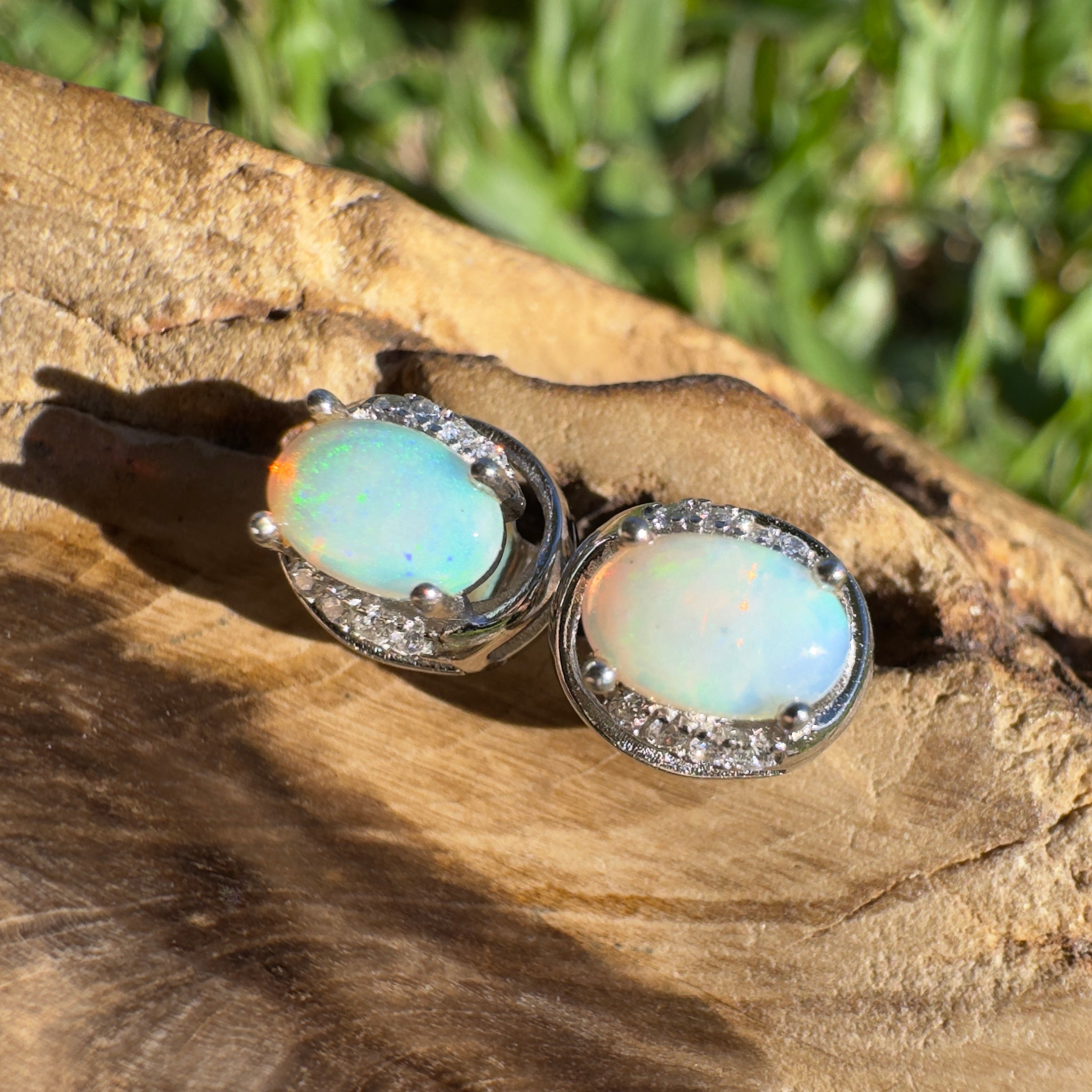 0.8ct Coober Pedy Opal Earrings ~ 'Etty Bay Gleam' | 925 Sterling Silver | Solid Australian Opal