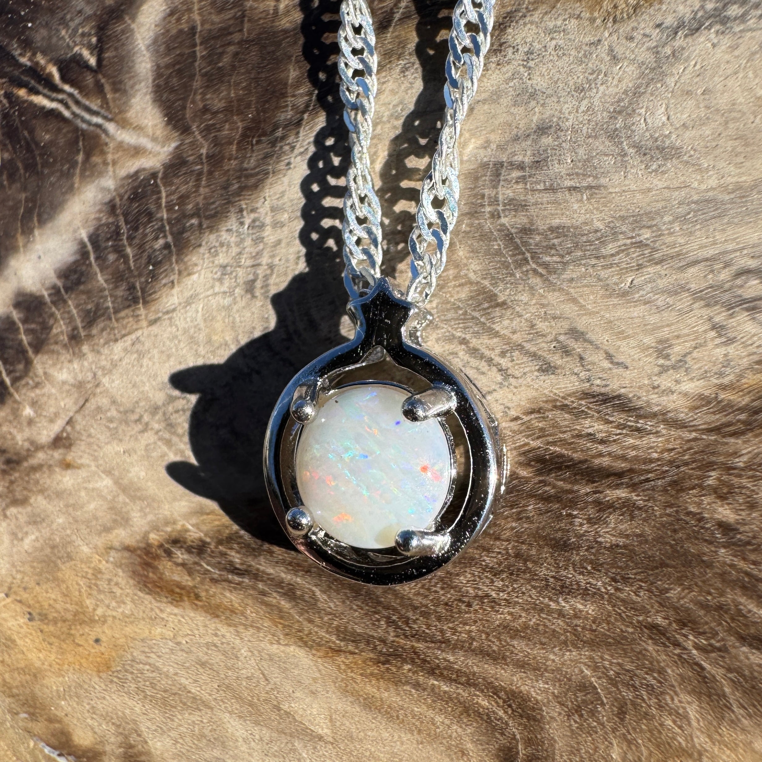 0.7ct Coober Pedy Opal Pendant Necklace ~ 'Coober Moon Glow' | 925 Sterling Silver | Solid Australian Opal