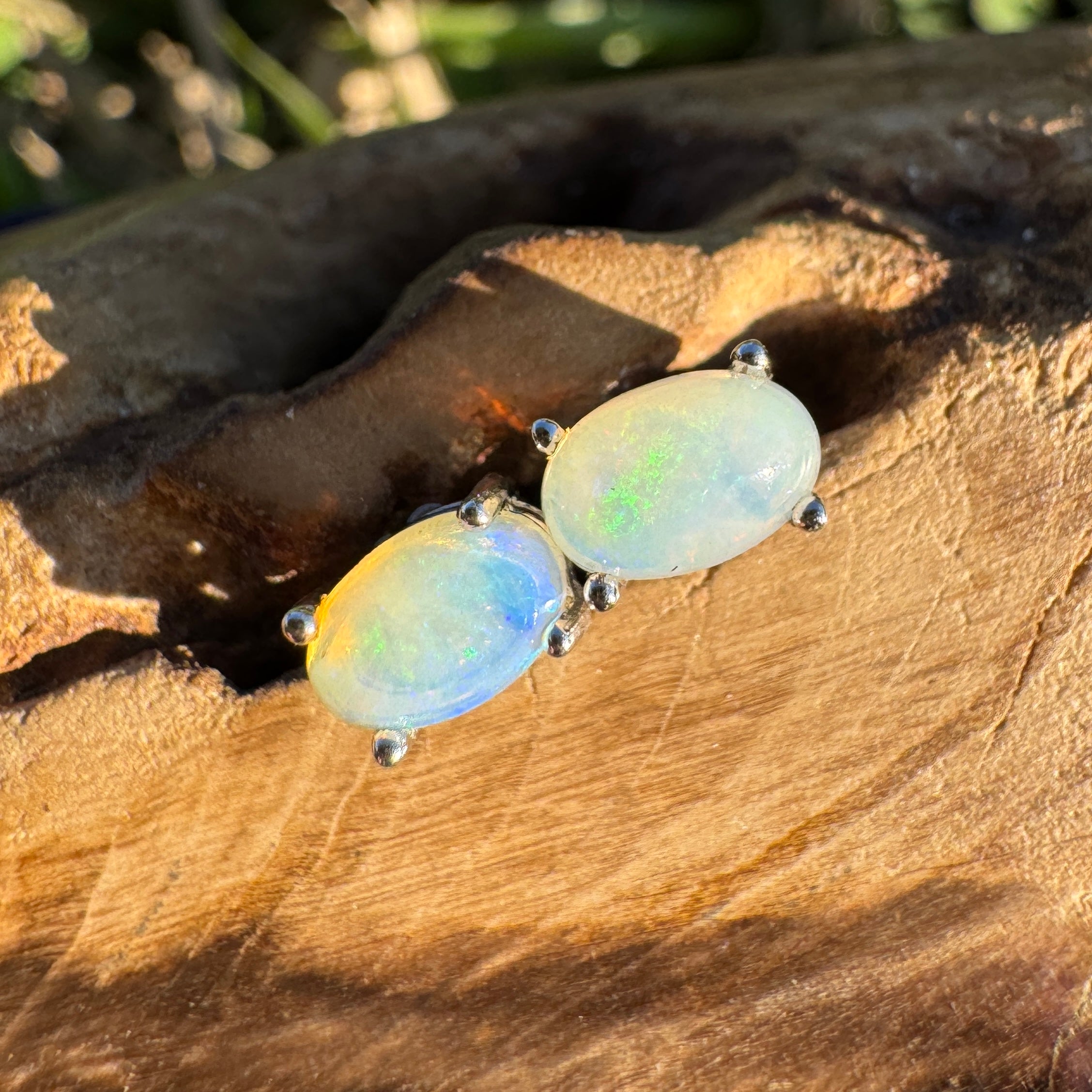0.8ct Coober Pedy Opal Earrings ~ 'Cardwell Shelf' | 925 Sterling Silver | Solid Australian Opal