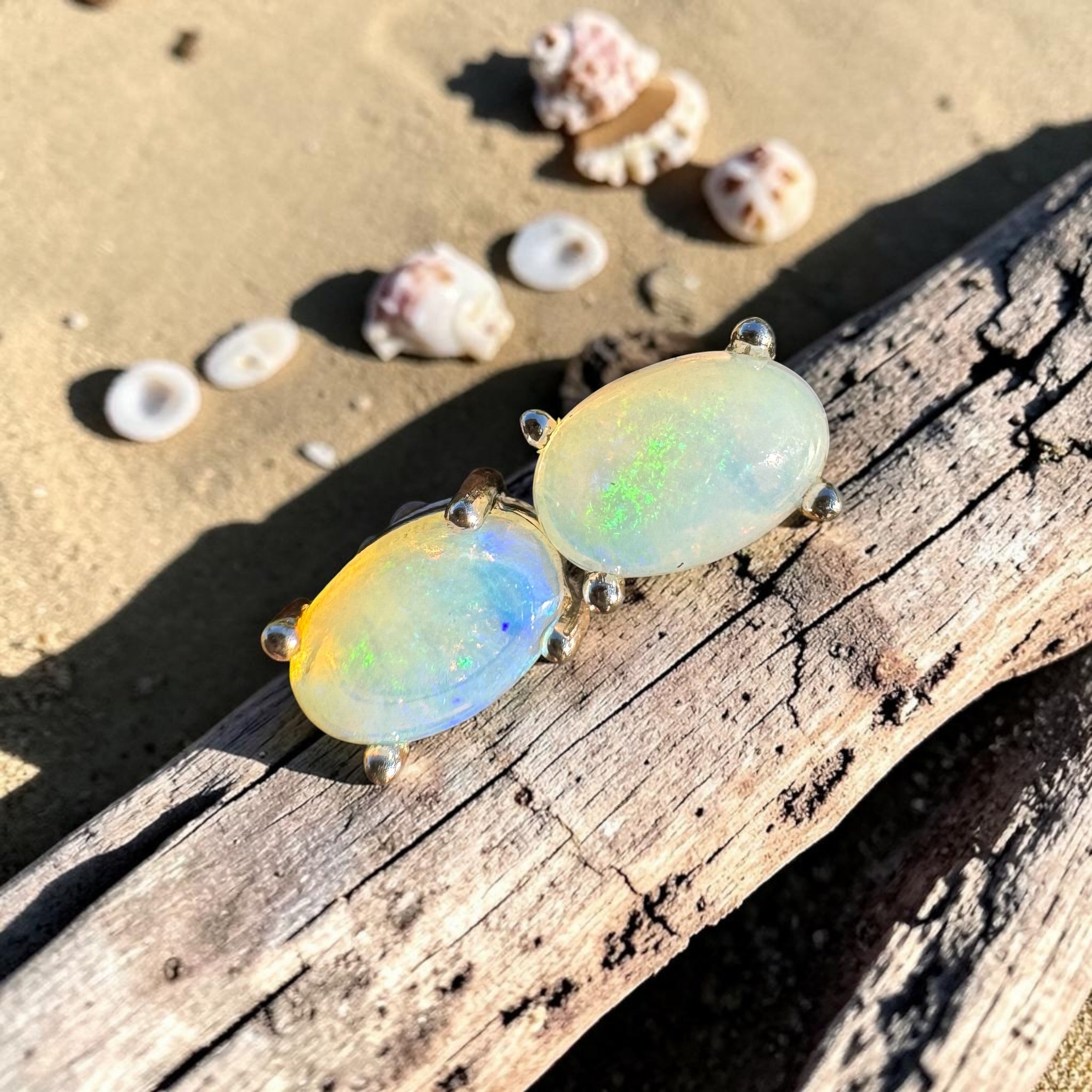 0.8ct Coober Pedy Opal Earrings ~ 'Cardwell Shelf' | 925 Sterling Silver | Solid Australian Opal