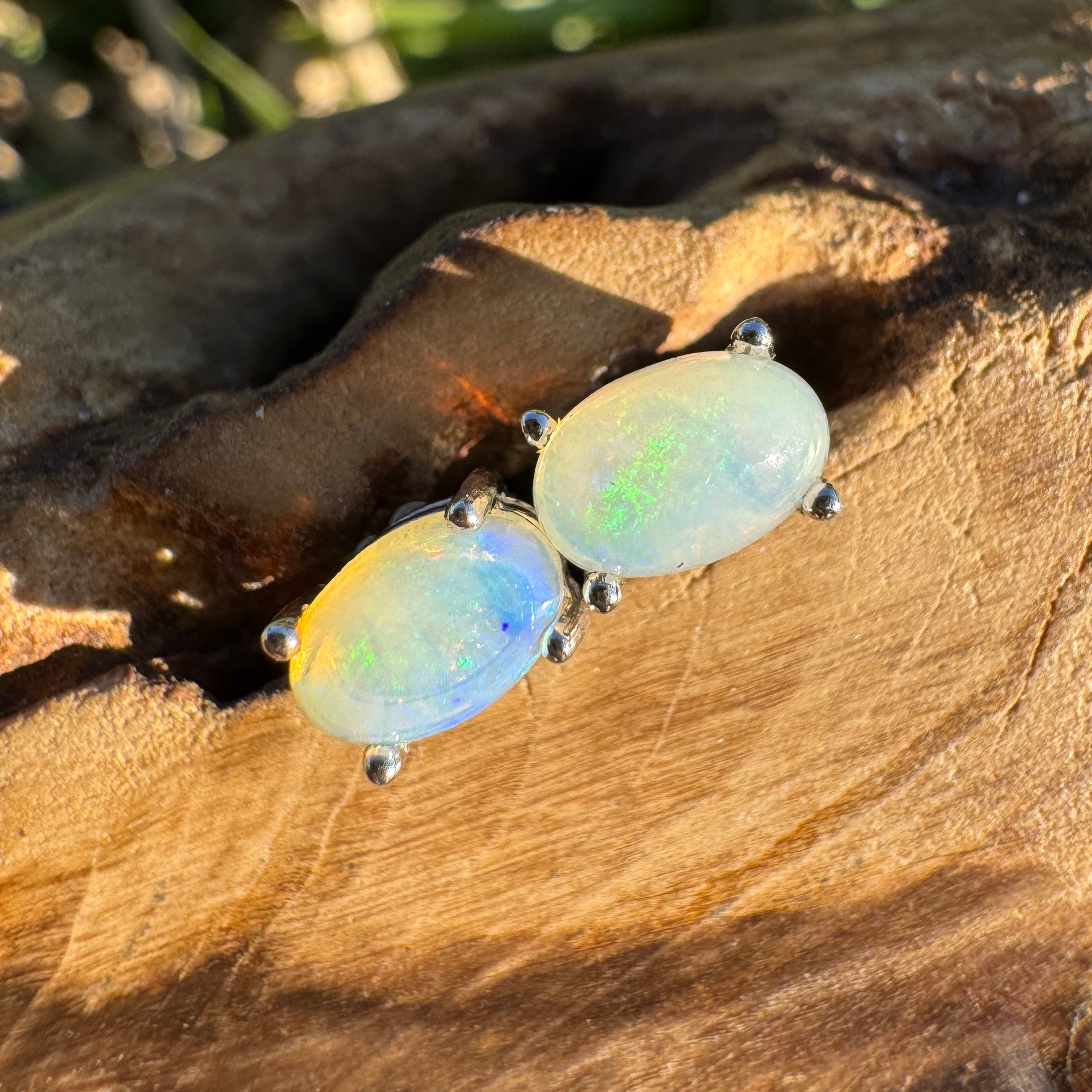 0.8ct Coober Pedy Opal Earrings ~ 'Cardwell Shelf' | 925 Sterling Silver | Solid Australian Opal