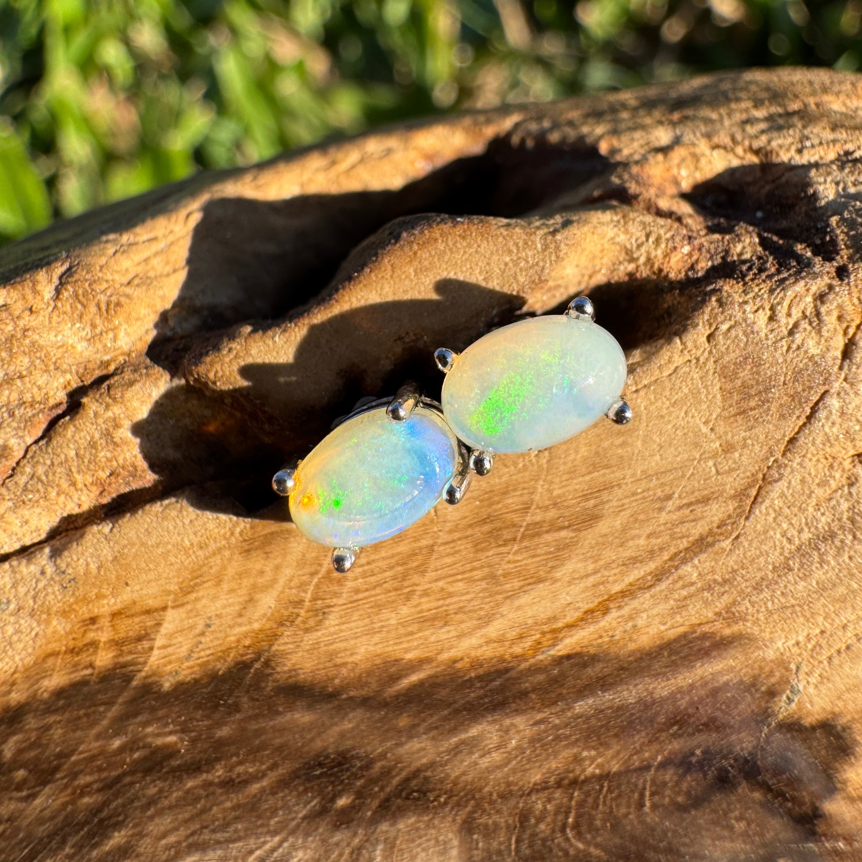 0.8ct Coober Pedy Opal Earrings ~ 'Cardwell Shelf' | 925 Sterling Silver | Solid Australian Opal