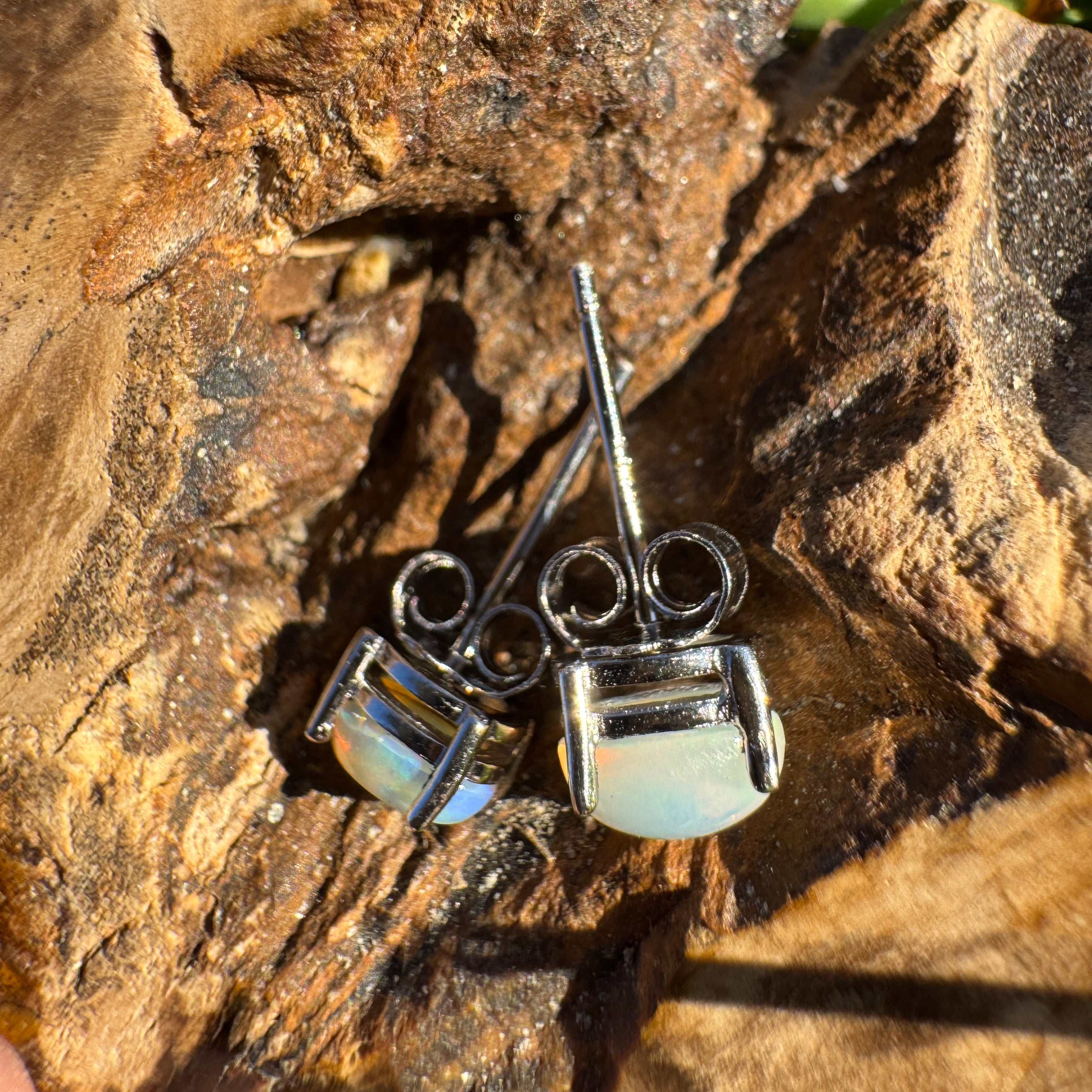 0.8ct Coober Pedy Opal Earrings ~ 'Cardwell Shelf' | 925 Sterling Silver | Solid Australian Opal