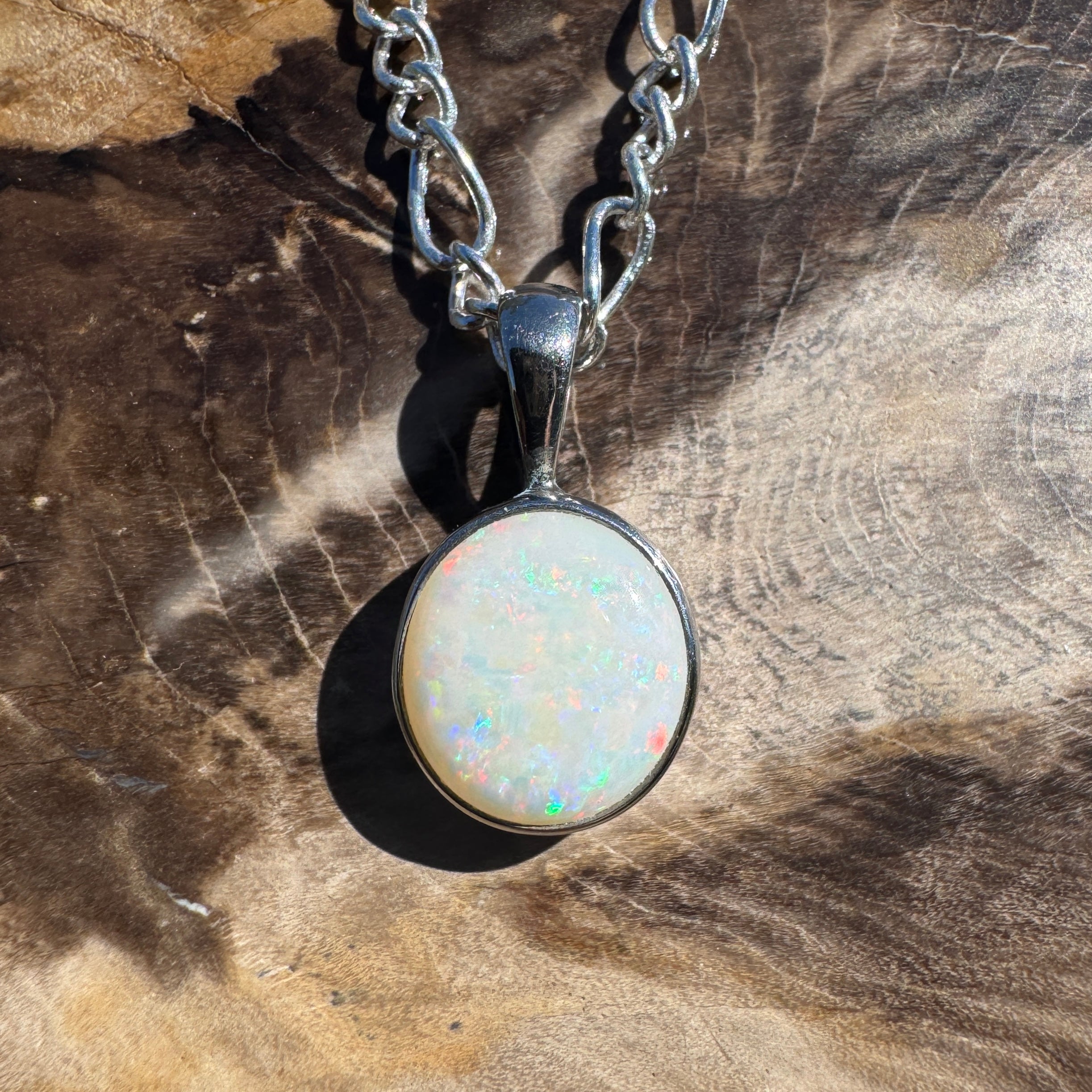 1.6ct Coober Pedy Opal Pendant Necklace ~ 'Yanchep Light' | 925 Sterling Silver | Solid Australian Opal