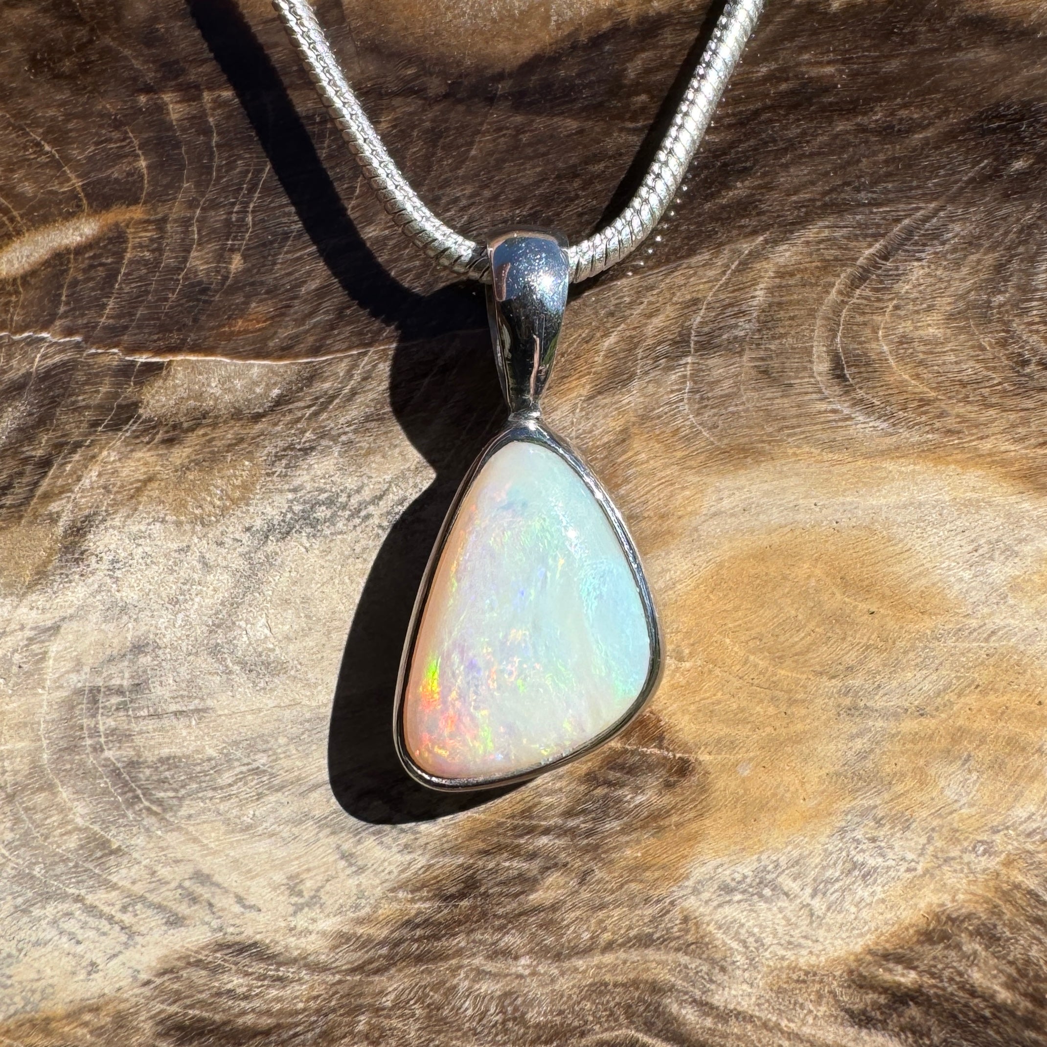 1.6ct Coober Pedy Opal Pendant Necklace ~ 'Jurien Glow' | 925 Sterling Silver | Solid Australian Opal