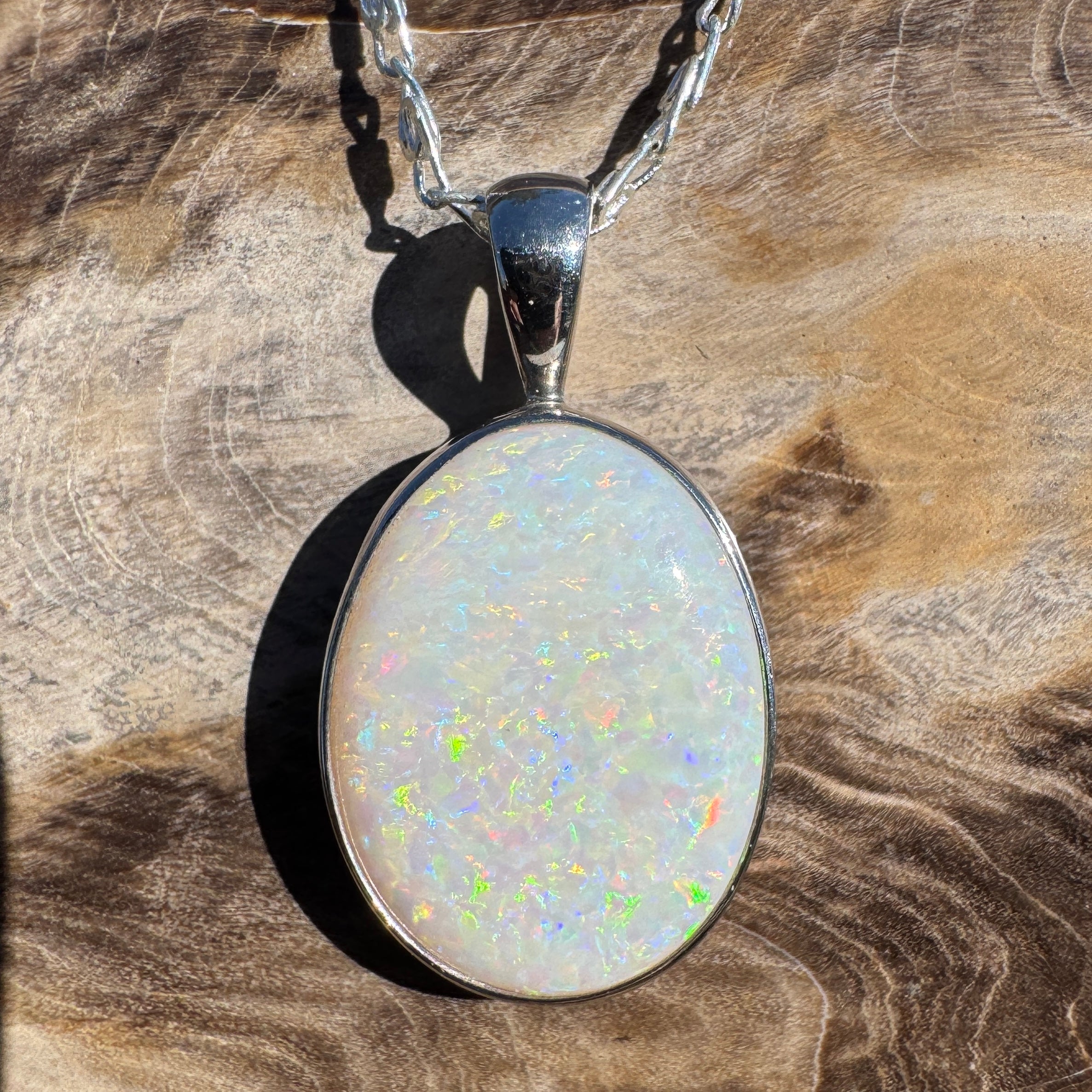 4.5ct Coober Pedy Opal Pendant Necklace ~ 'Wollongong Radiance' | 925 Sterling Silver | Solid Australian Opal