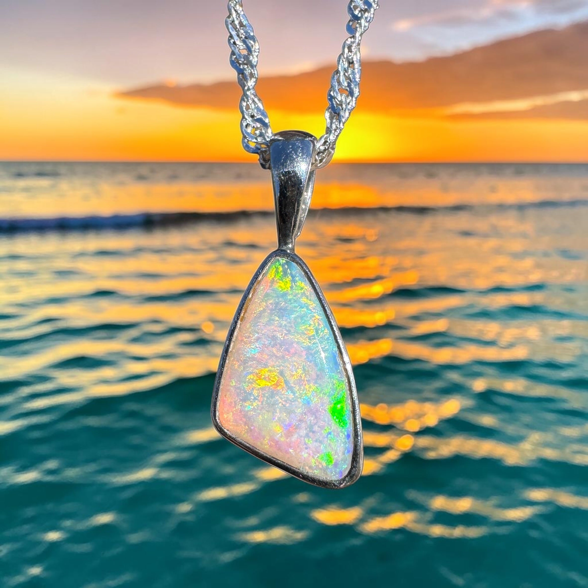 1.4ct Lightning Ridge Opal Pendant Necklace ~ 'Maslin Blue' | 925 Sterling Silver | Solid Australian Opal