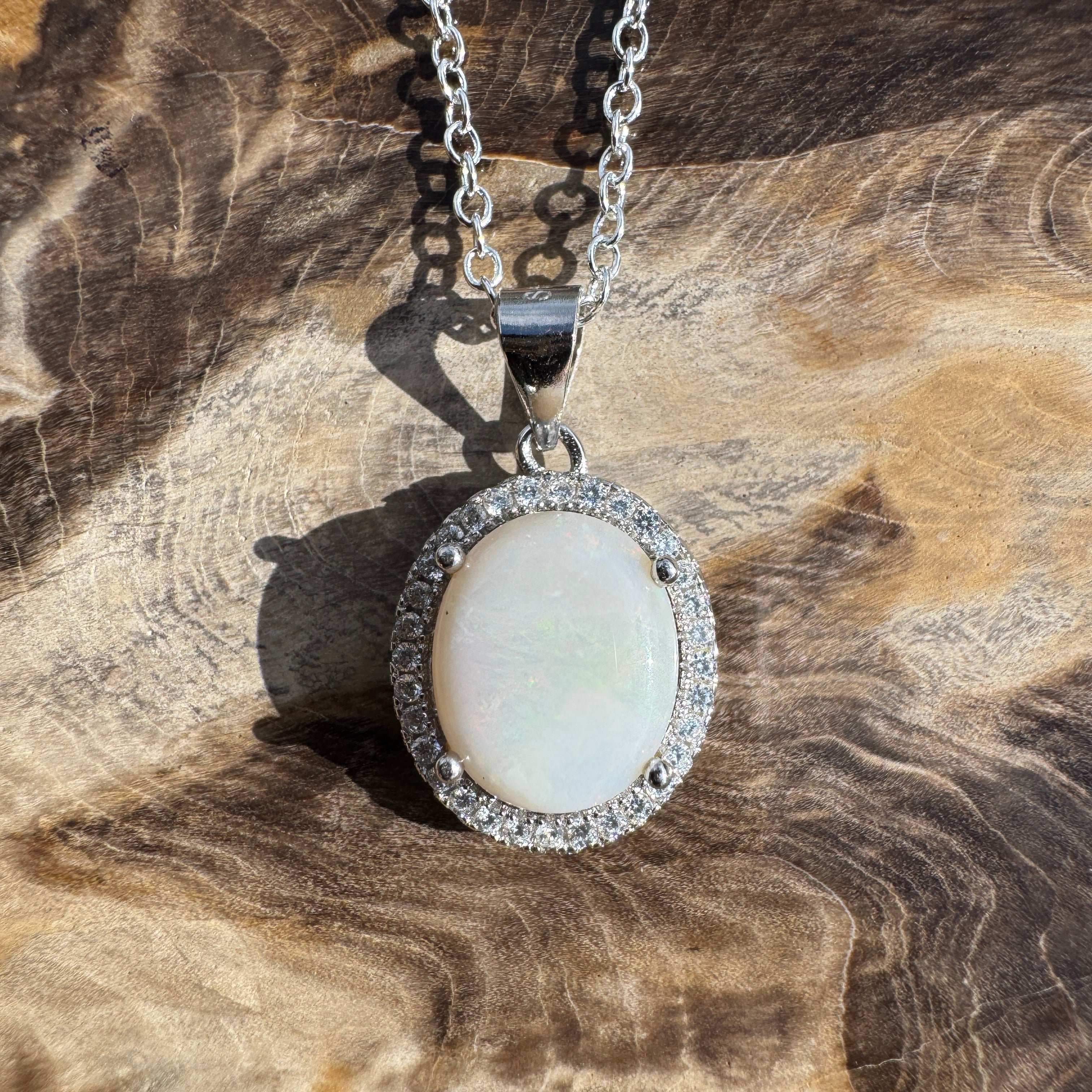 2ct Coober Pedy Opal Pendant Necklace ~ 'Gibber Glow' | 925 Sterling Silver | Solid Australian Opal