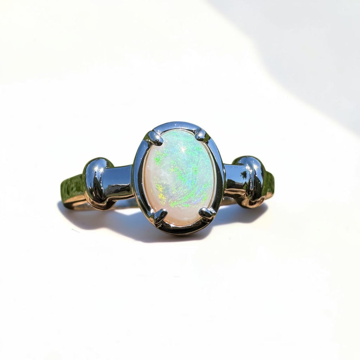 0.7ct Coober Pedy Opal Ring ~ 'Stanley Glow' | 925 Sterling Silver | Solid Australian Opal