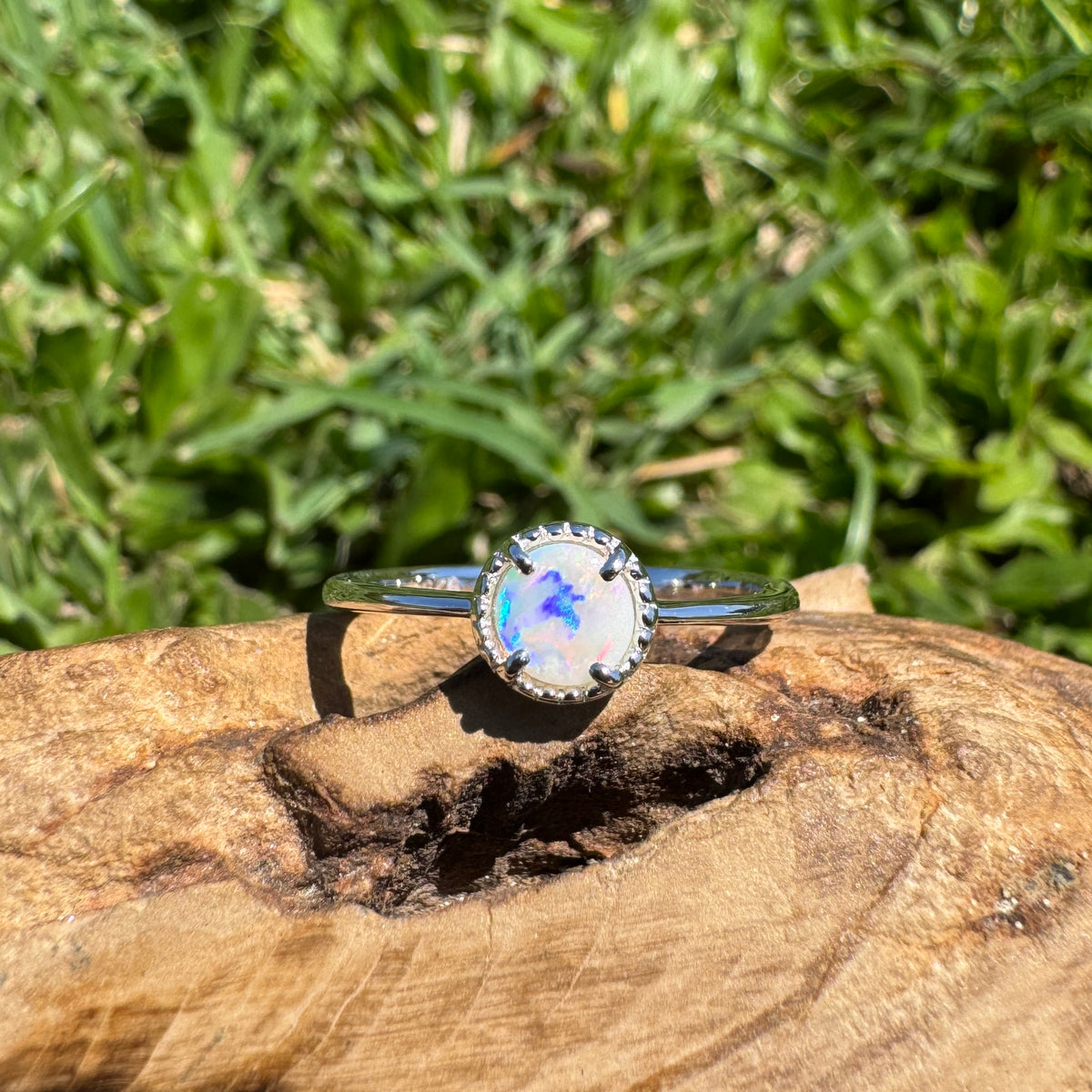 0.4ct Coober Pedy Opal Ring ~ 'Palm Valley Sunrise' | 925 Sterling Silver | Solid Australian Opal