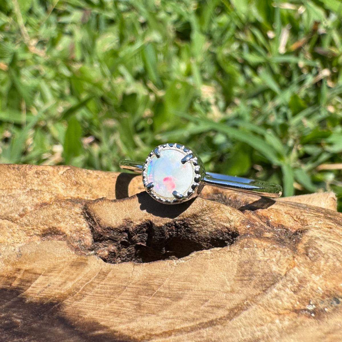 0.4ct Coober Pedy Opal Ring ~ 'Palm Valley Sunrise' | 925 Sterling Silver | Solid Australian Opal