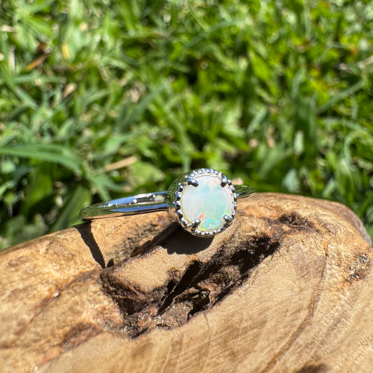 0.4ct Coober Pedy Opal Ring ~ 'Palm Valley Sunrise' | 925 Sterling Silver | Solid Australian Opal