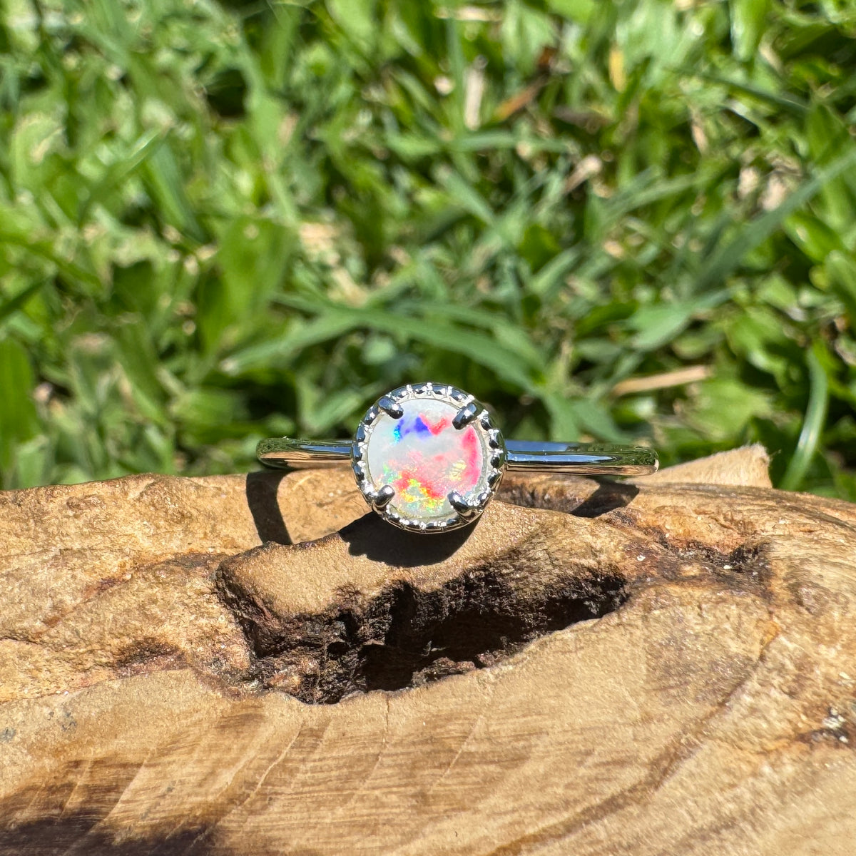 0.4ct Coober Pedy Opal Ring ~ 'Palm Valley Sunrise' | 925 Sterling Silver | Solid Australian Opal