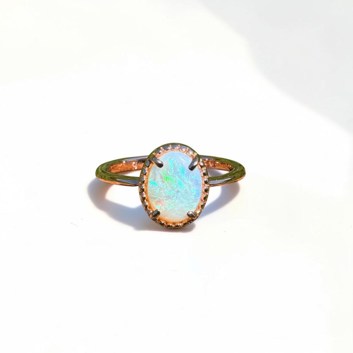 0.7ct Coober Pedy Opal Ring ~ 'Hanging Rock Ember' | Rose Gold Coated 925 Sterling Silver | Solid Australian Opal