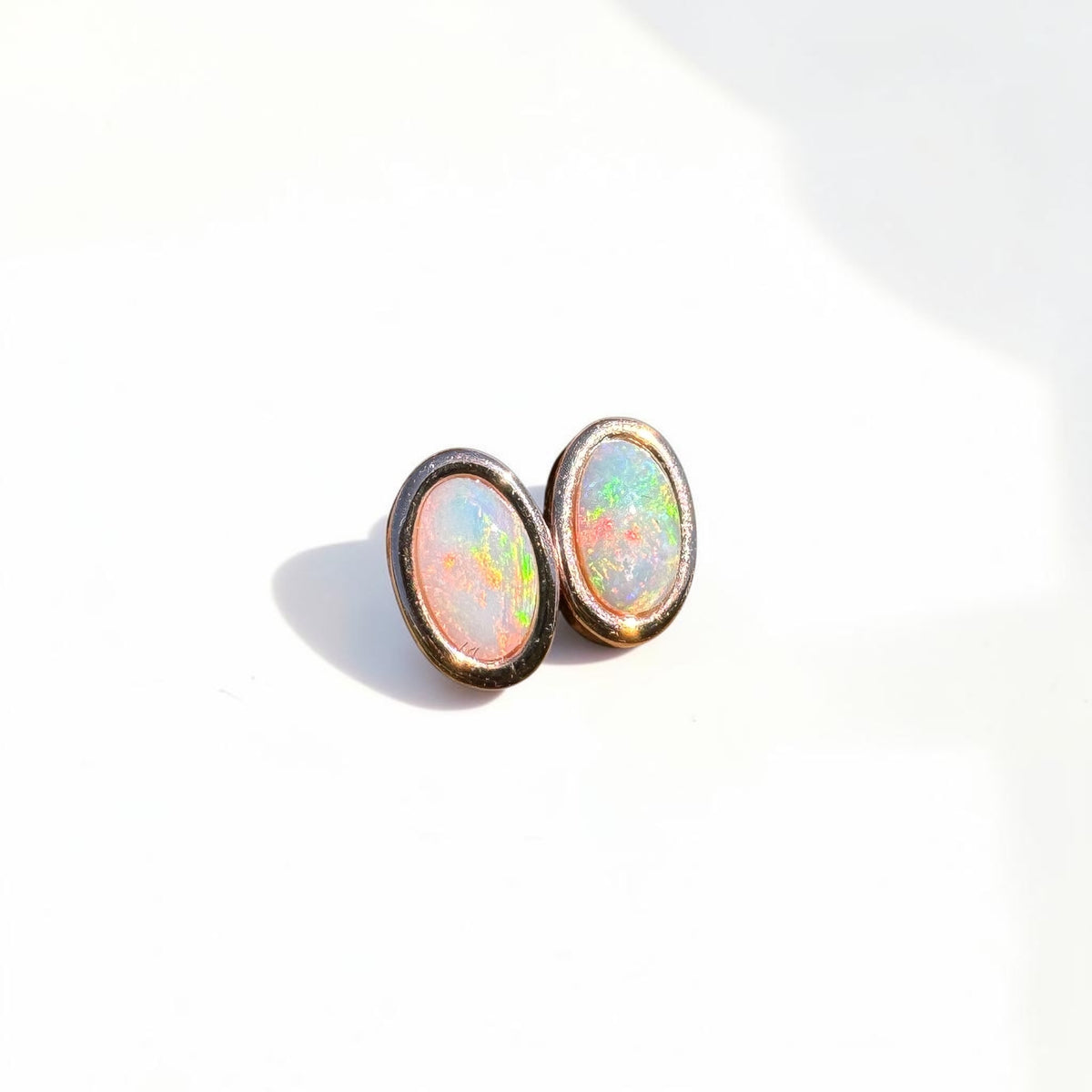 0.5ct Coober Pedy Opal Stud Earrings ~ 'Hahndorf Blush' | Rose Gold Coated 925 Sterling Silver | Solid Australian Opal
