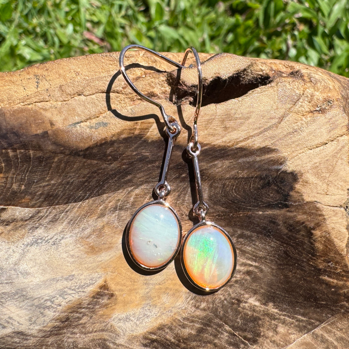 2.4ct Coober Pedy Opal Hook Earrings ~ 'Hopkins Falls Drops' | Rose Gold Coated 925 Sterling Silver | Solid Australian Opal