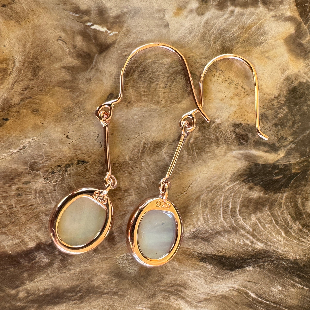 2.4ct Coober Pedy Opal Hook Earrings ~ 'Hopkins Falls Drops' | Rose Gold Coated 925 Sterling Silver | Solid Australian Opal