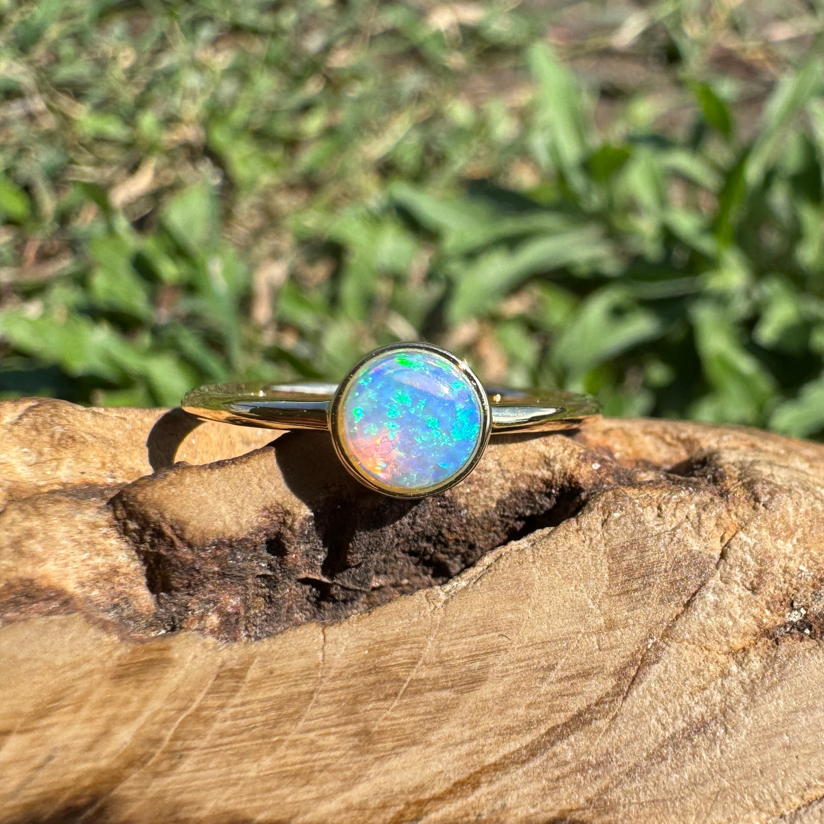 0.4ct Coober Pedy Opal Ring ~ 'Bay of Fires Gold' | 14ct Yellow Gold | Solid Australian Opal