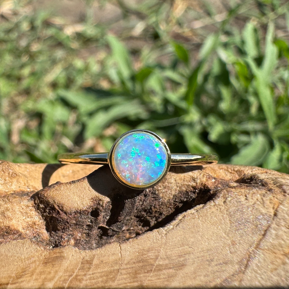 0.4ct Coober Pedy Opal Ring ~ 'Bay of Fires Gold' | 14ct Yellow Gold | Solid Australian Opal