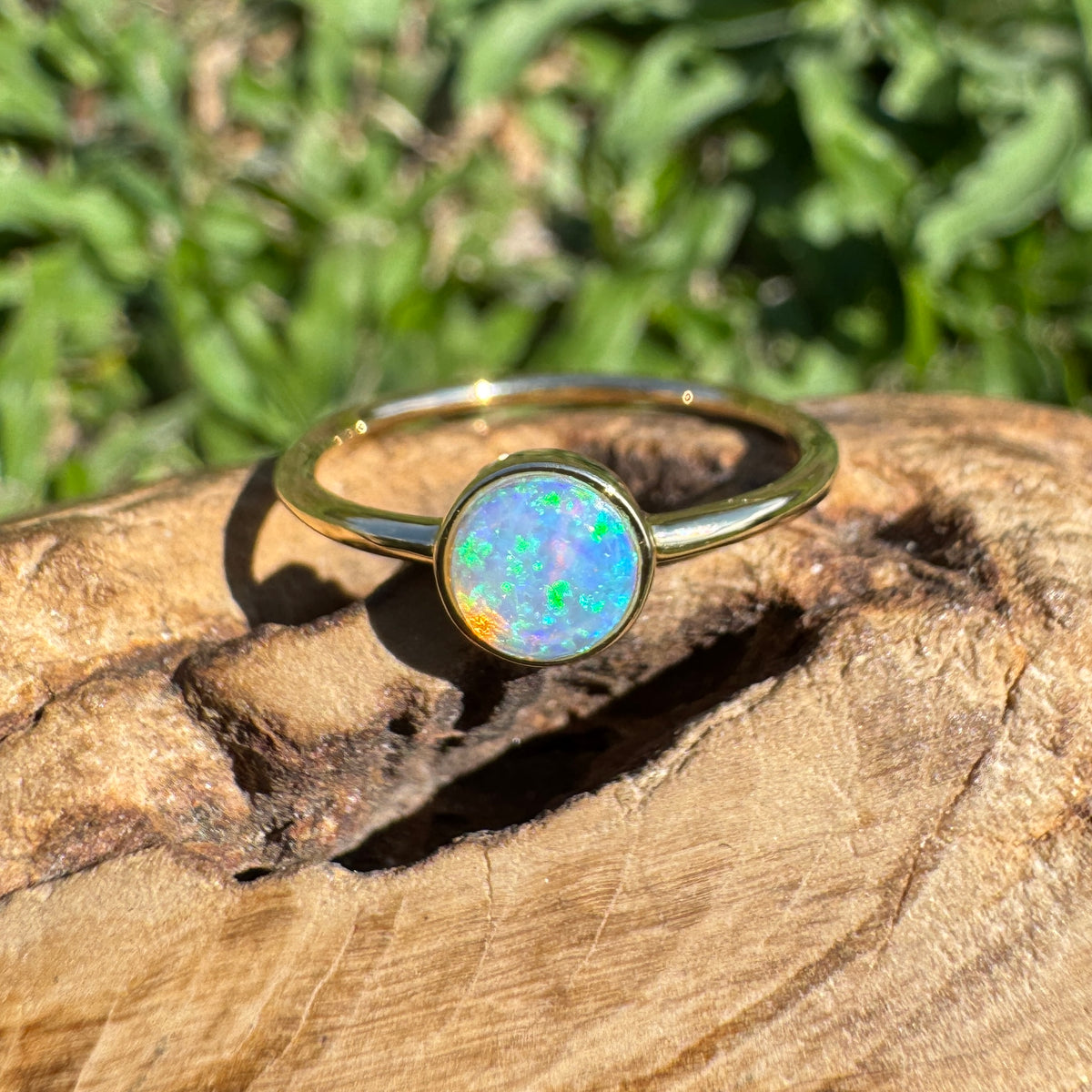 0.4ct Coober Pedy Opal Ring ~ 'Bay of Fires Gold' | 14ct Yellow Gold | Solid Australian Opal