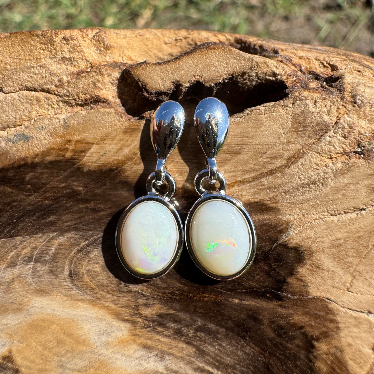 1.4ct Coober Pedy Opal Stud Drop Earrings ~ 'Redbank Gorge Ember' | 925 Sterling Silver | Solid Australian Opal