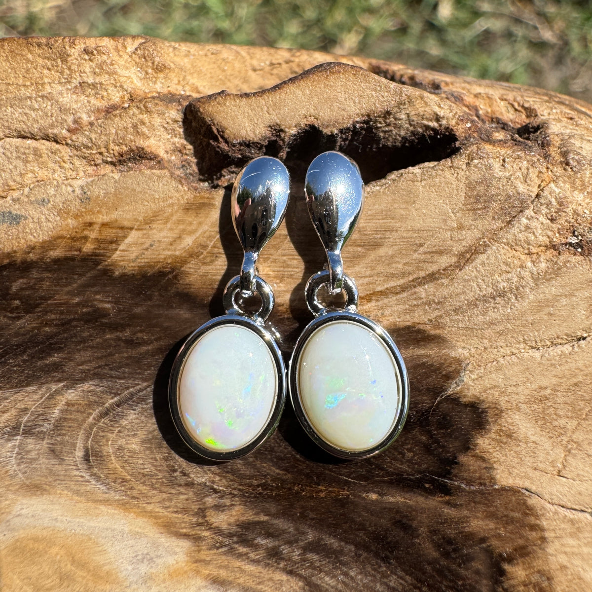 1.4ct Coober Pedy Opal Stud Drop Earrings ~ 'Redbank Gorge Ember' | 925 Sterling Silver | Solid Australian Opal