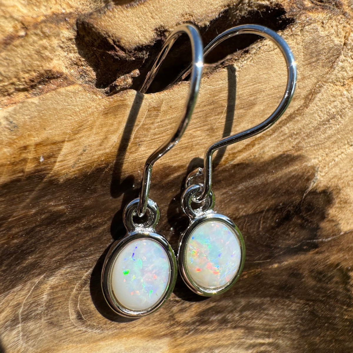 1.2ct Coober Pedy Opal Hook Earrings ~ 'Mount Augustus Drops' | 925 Sterling Silver | Solid Australian Opal