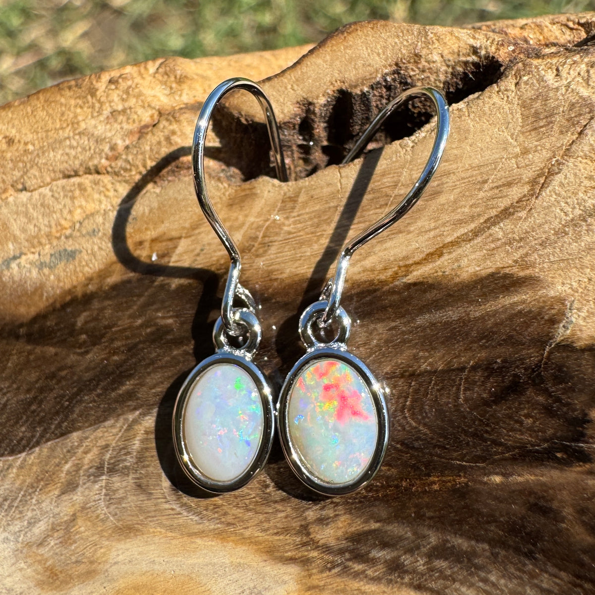 1.2ct Coober Pedy Opal Hook Earrings ~ 'Mount Augustus Drops' | 925 Sterling Silver | Solid Australian Opal