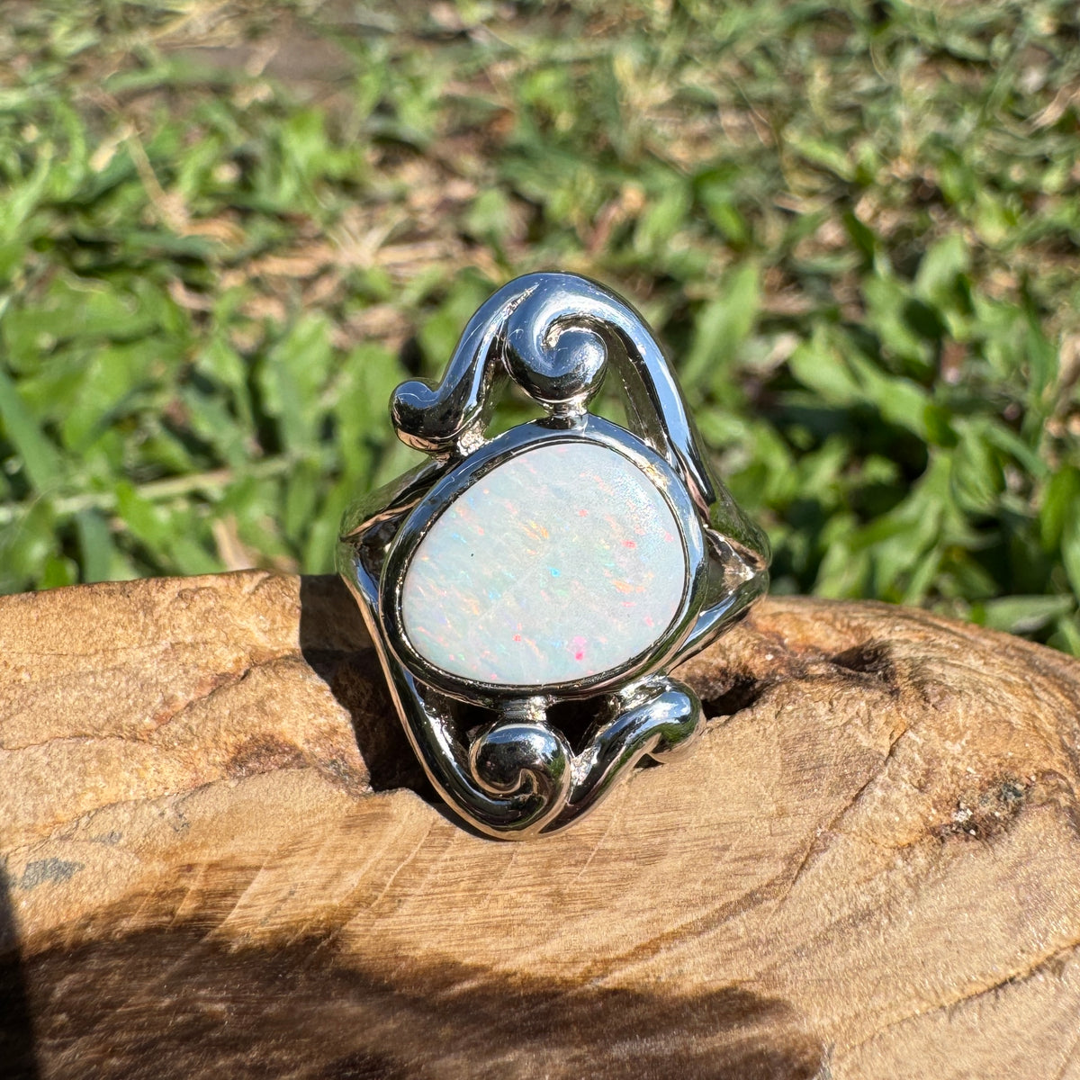 1.3ct Coober Pedy Opal Ring ~ 'Cooktown Colour' | 925 Sterling Silver | Solid Australian Opal