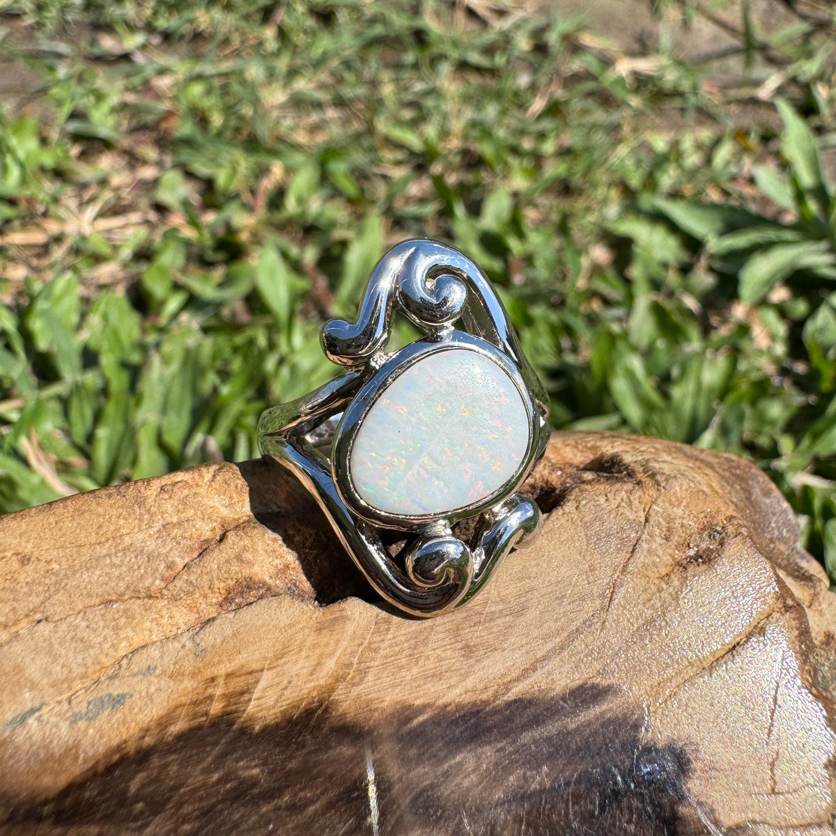 1.3ct Coober Pedy Opal Ring ~ 'Cooktown Colour' | 925 Sterling Silver | Solid Australian Opal