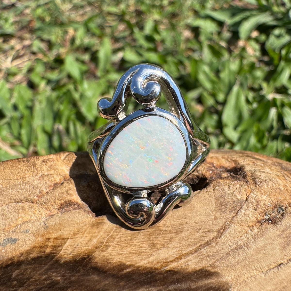 1.3ct Coober Pedy Opal Ring ~ 'Cooktown Colour' | 925 Sterling Silver | Solid Australian Opal