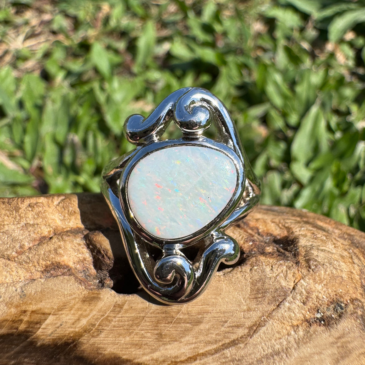 1.3ct Coober Pedy Opal Ring ~ 'Cooktown Colour' | 925 Sterling Silver | Solid Australian Opal