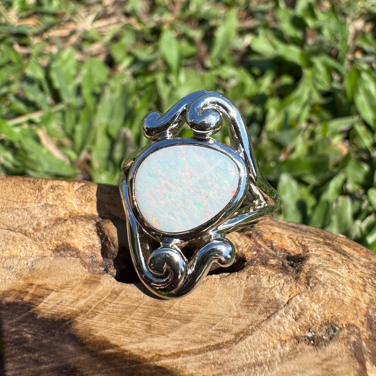 1.3ct Coober Pedy Opal Ring ~ 'Cooktown Colour' | 925 Sterling Silver | Solid Australian Opal