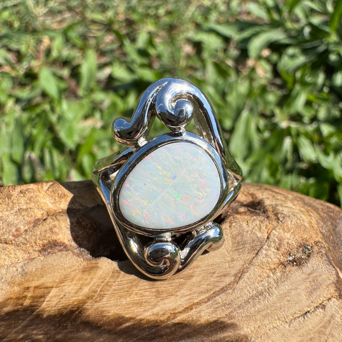 1.3ct Coober Pedy Opal Ring ~ 'Cooktown Colour' | 925 Sterling Silver | Solid Australian Opal